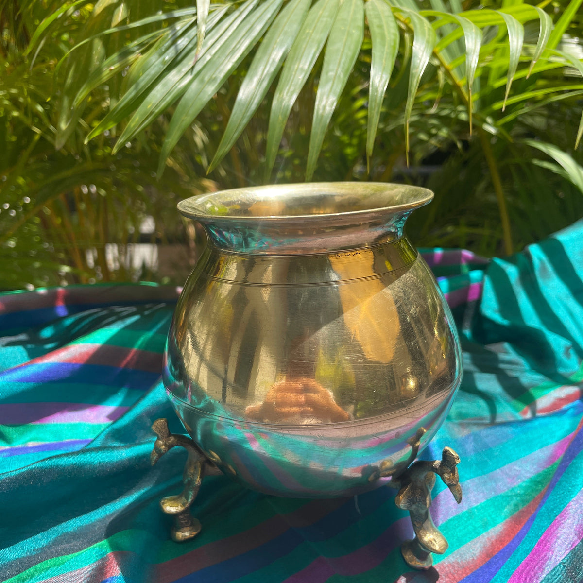Handcrafted Elegant Vintage Brass Lota With Legs