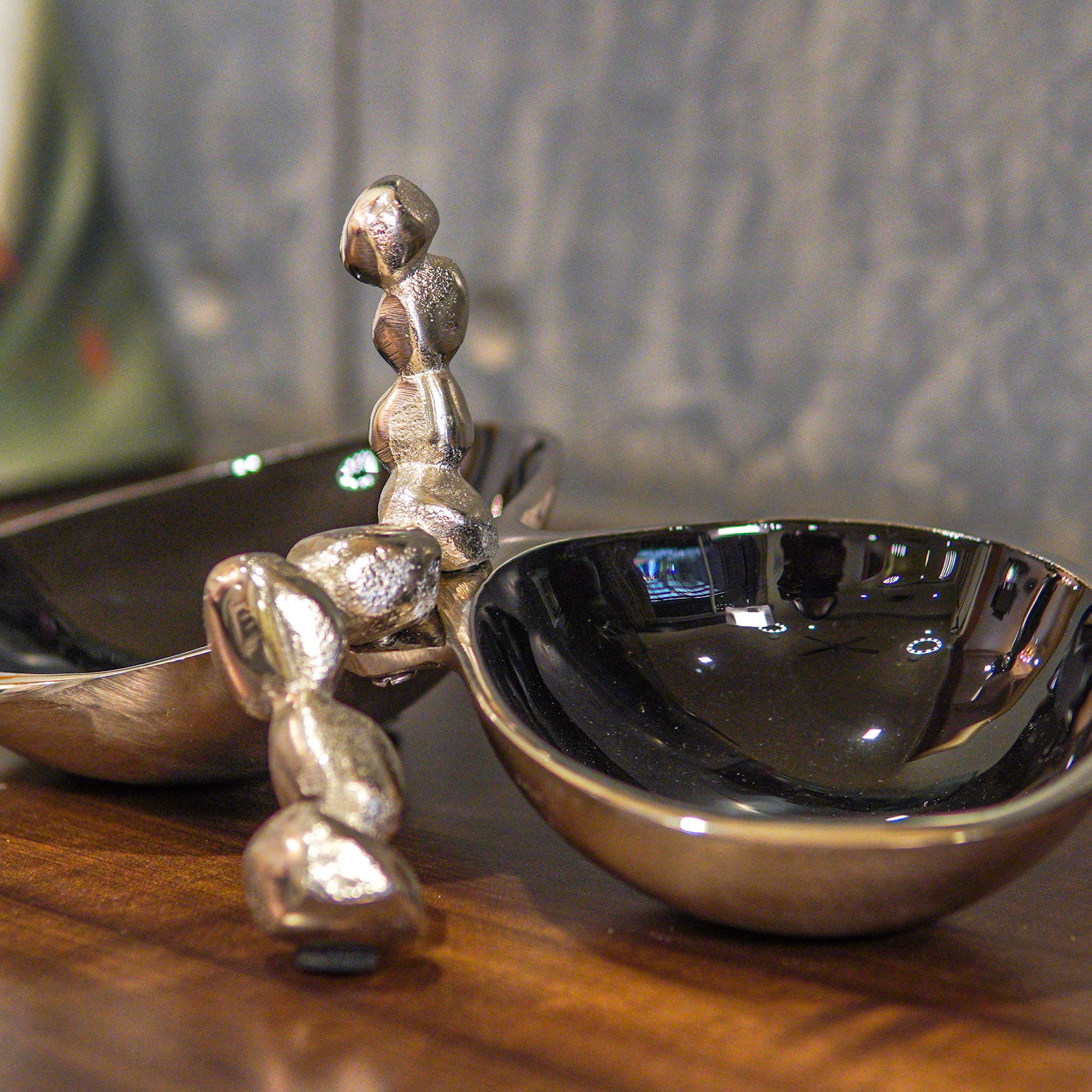Elegant Pure Brass Nickel Black Dry fruit Bowl Set (2 Bowls) - Black