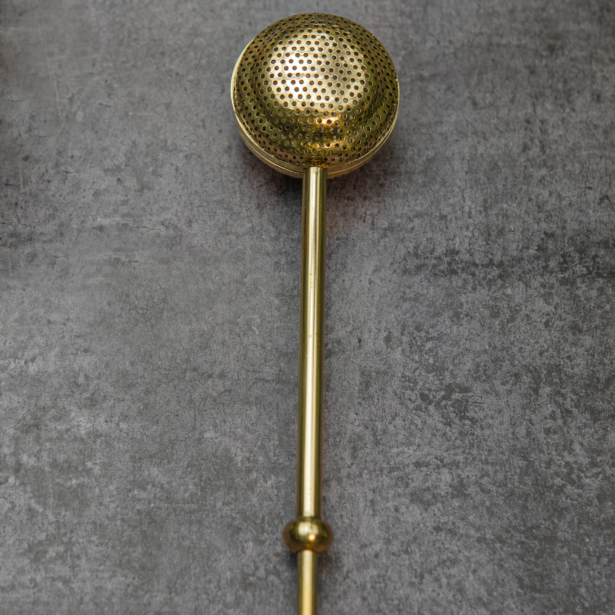 Pure Brass Bliss Tea Infuser with Slide Mechanism - GOLD