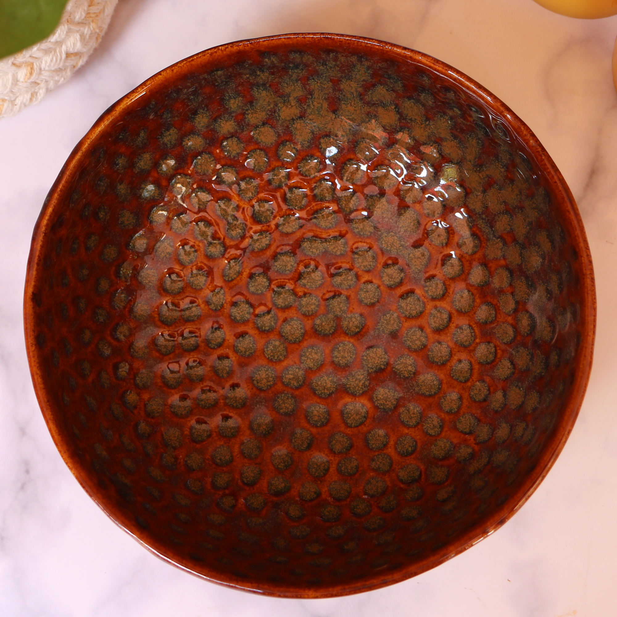 Ambi Handmade Ceramic Earthy Flat Salad Platter 8 inch