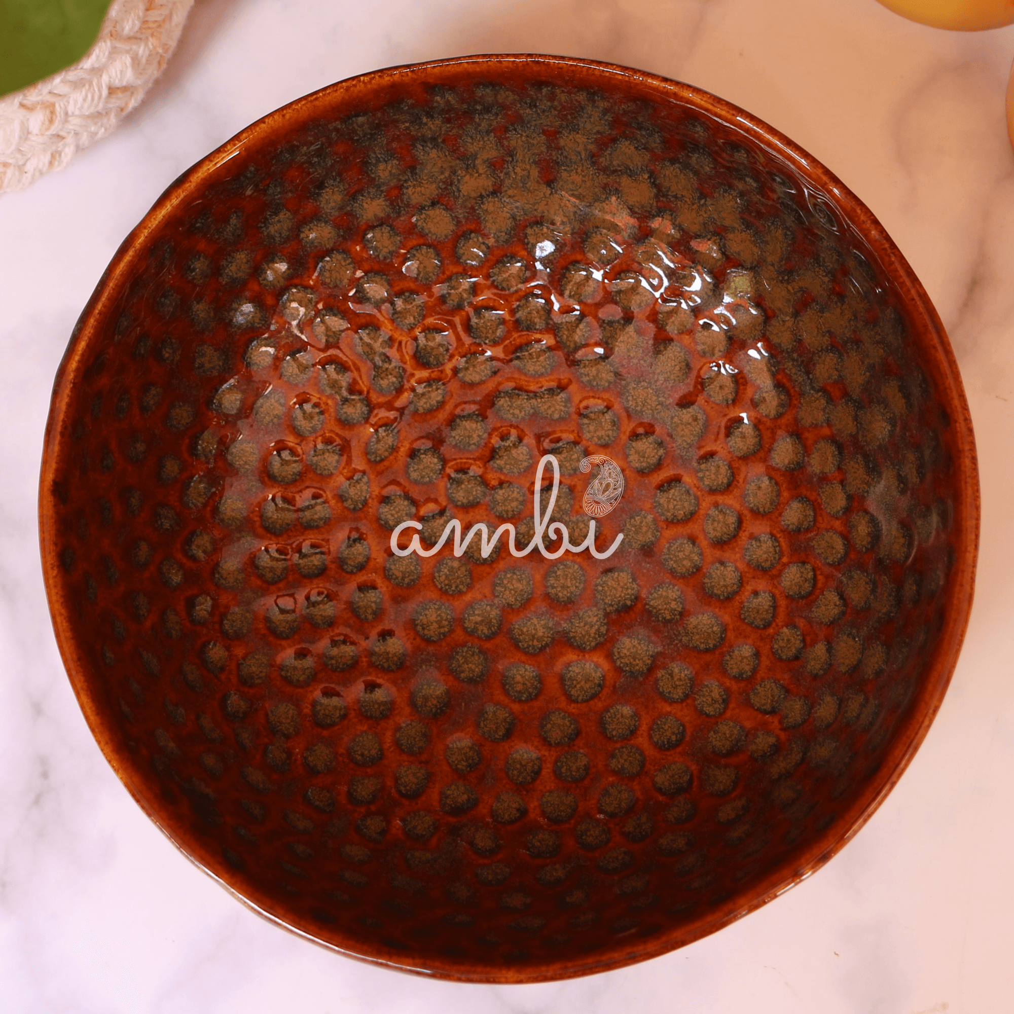 Ambi Handmade Ceramic Earthy Flat Salad Platter 8 inch