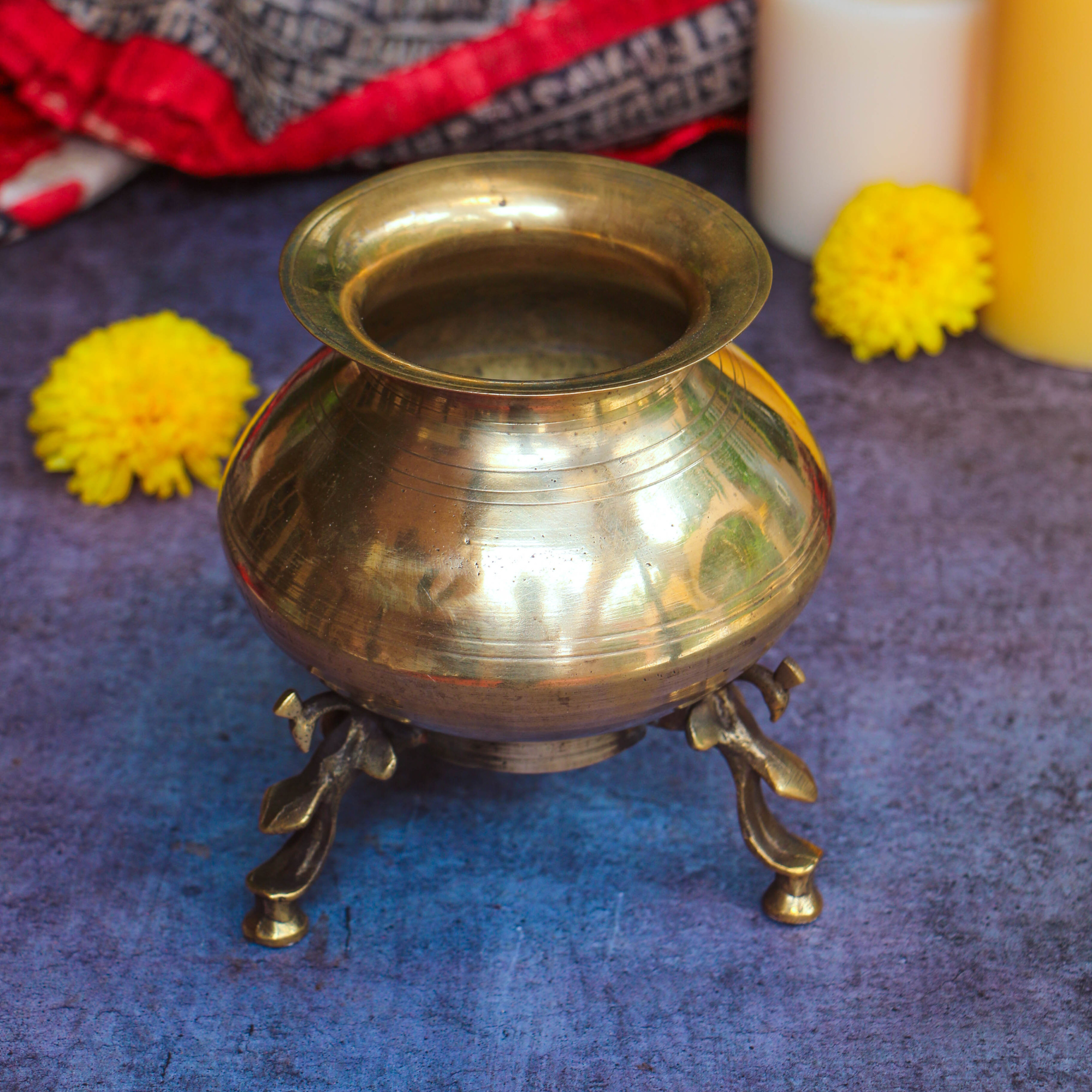 Handcrafted Elegant Vintage Brass Lota With Legs