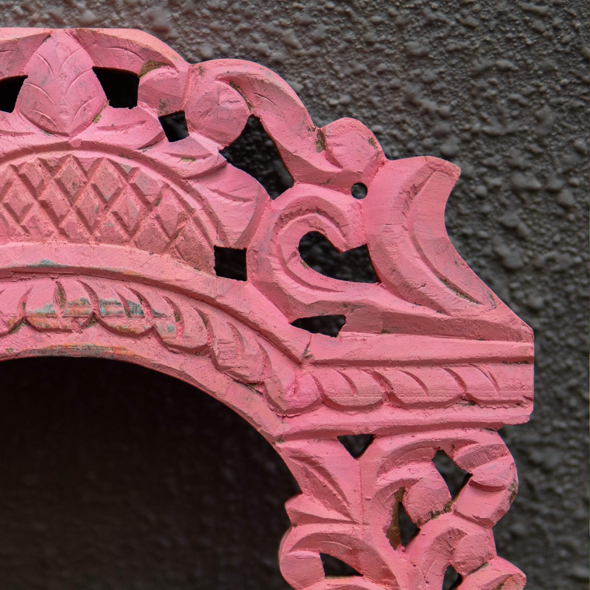 Wooden Medium Jharoka With Candle Space in Pink(Frame in Pink)