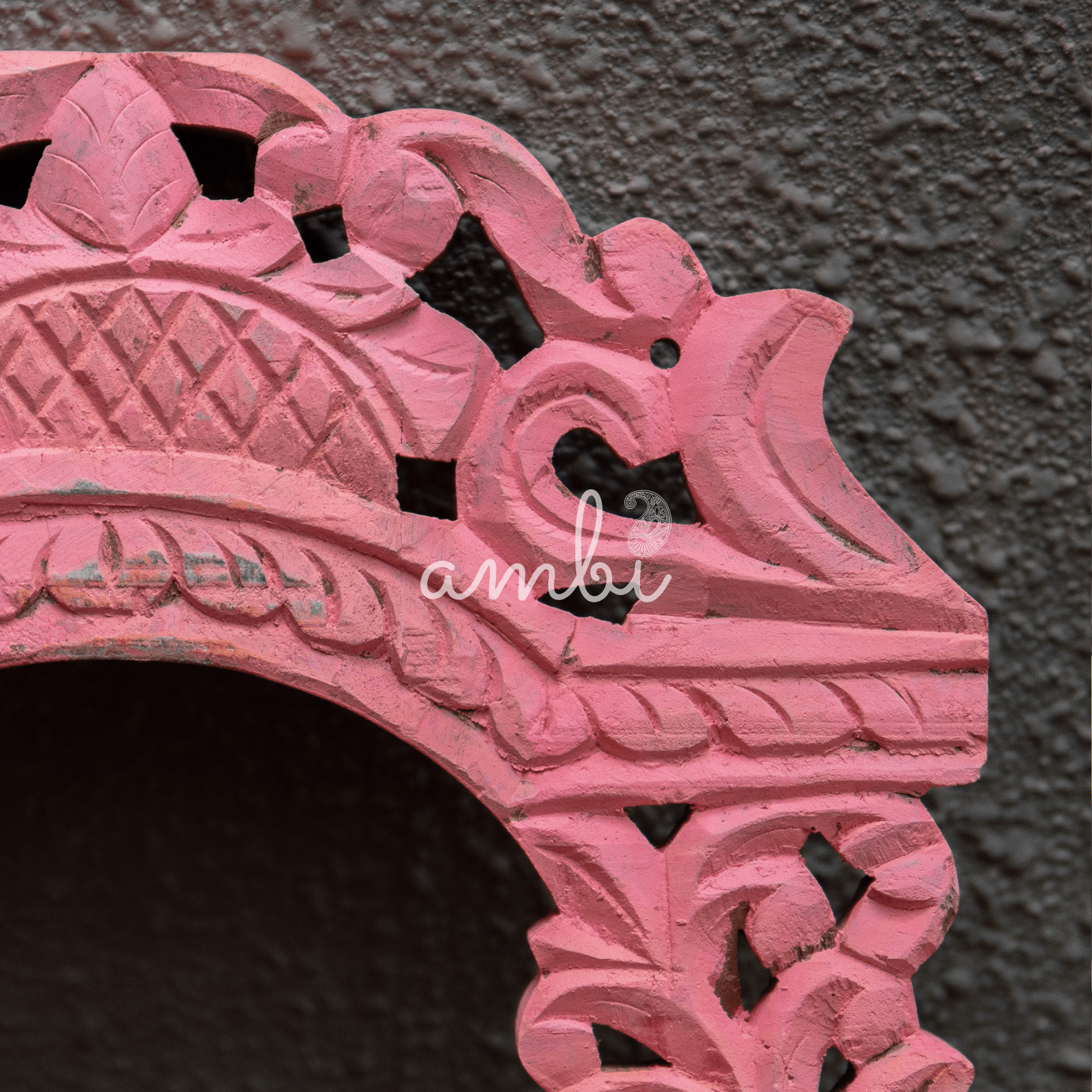 Wooden Medium Jharoka With Candle Space in Pink(Frame in Pink)