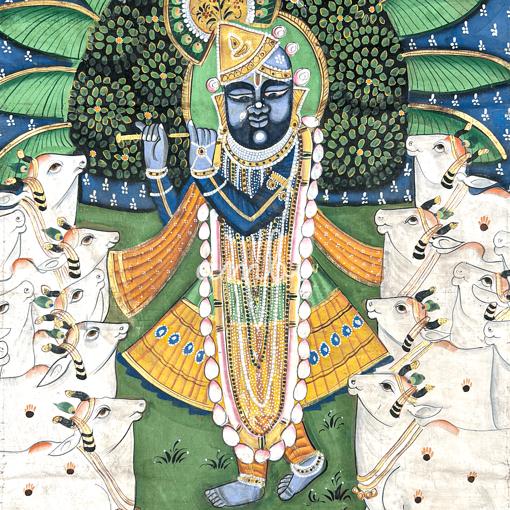 2026 - Pichwai Art - Handmade Shreenathji Gopashtami Painting