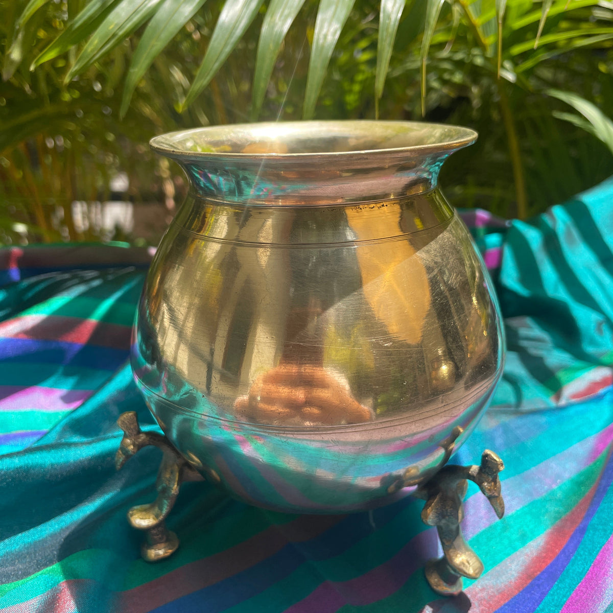 Handcrafted Elegant Vintage Brass Lota With Legs