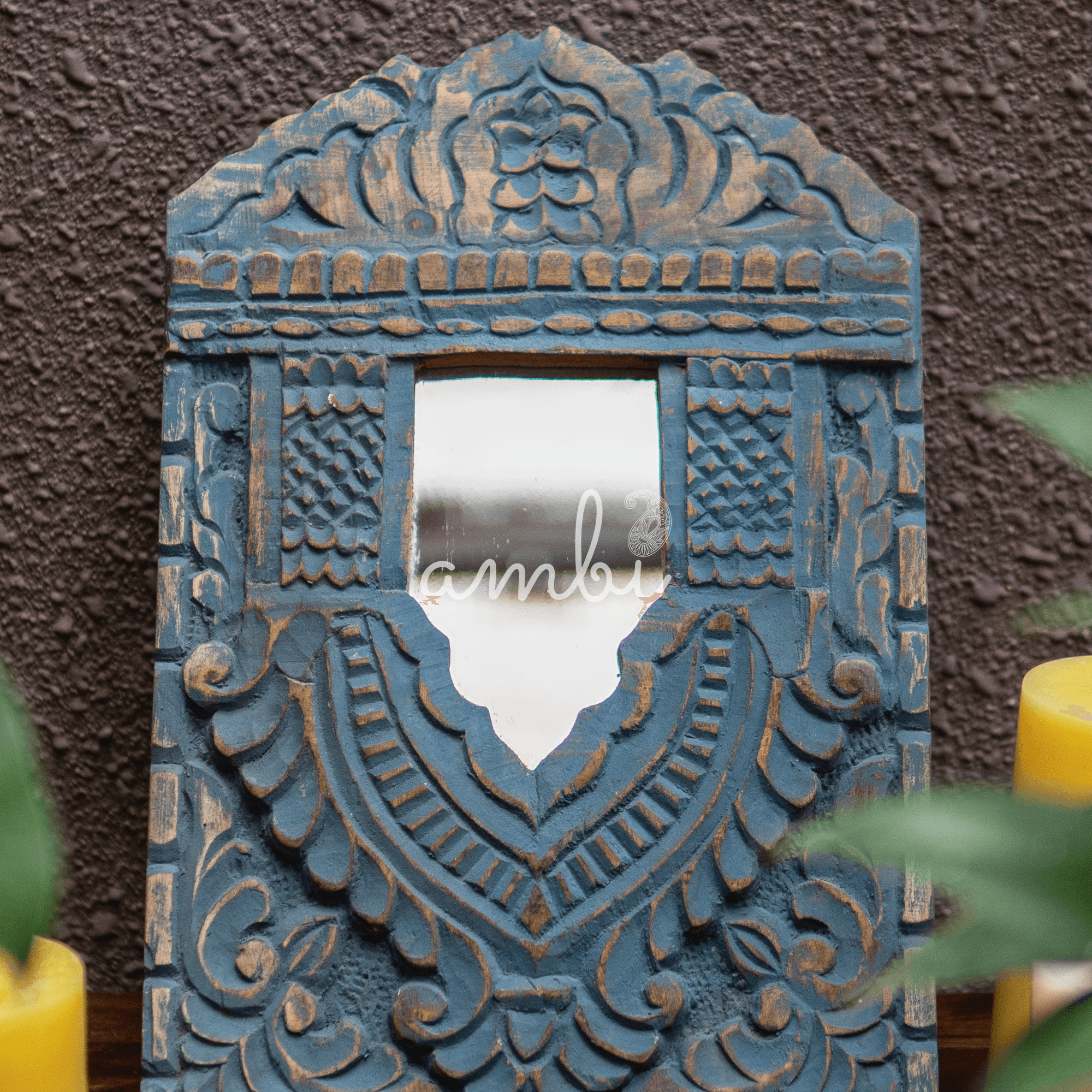 Wooden Jharoka in Blue Colour