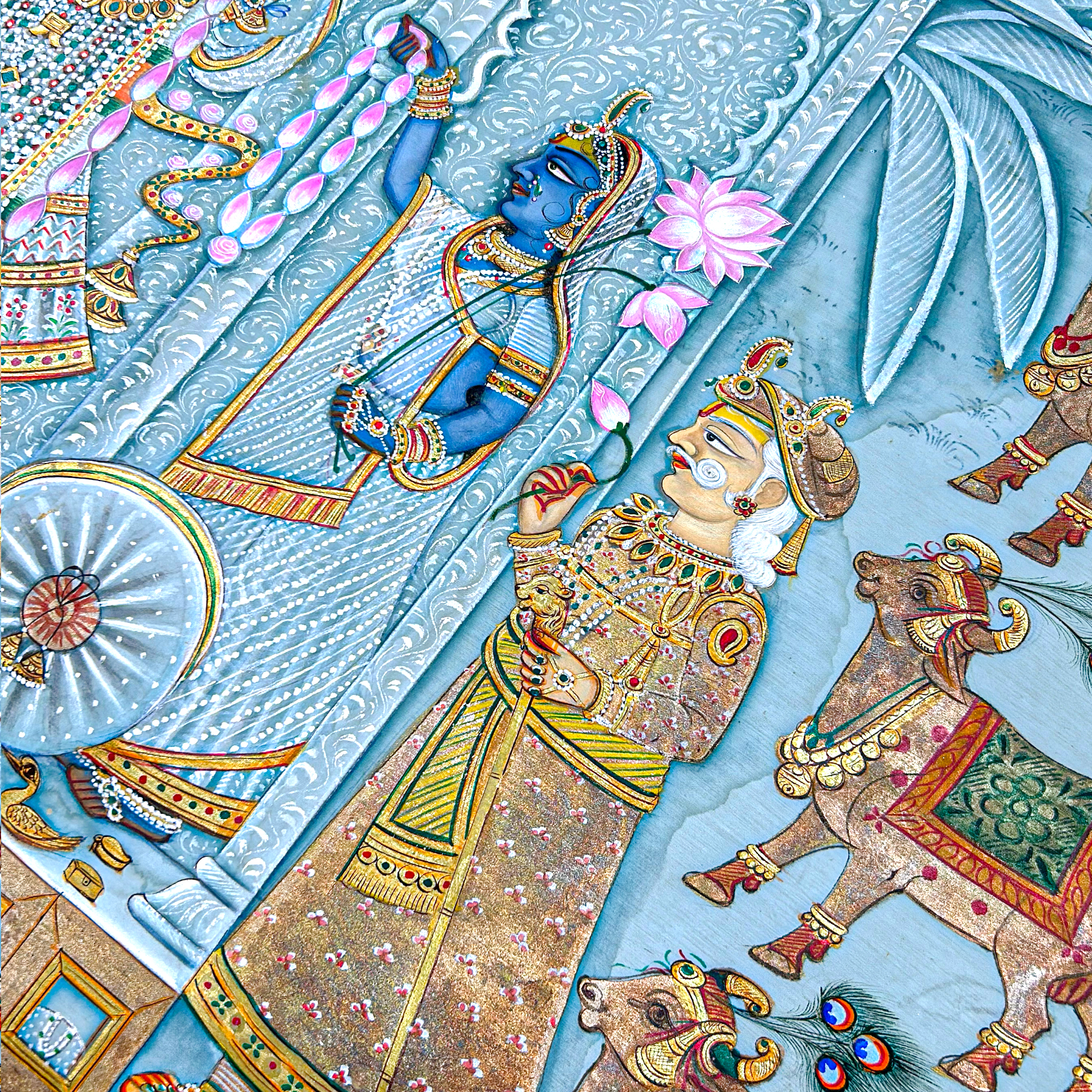 Handmade Pichwai Art - Shreenathji Silver Gold Work Painting