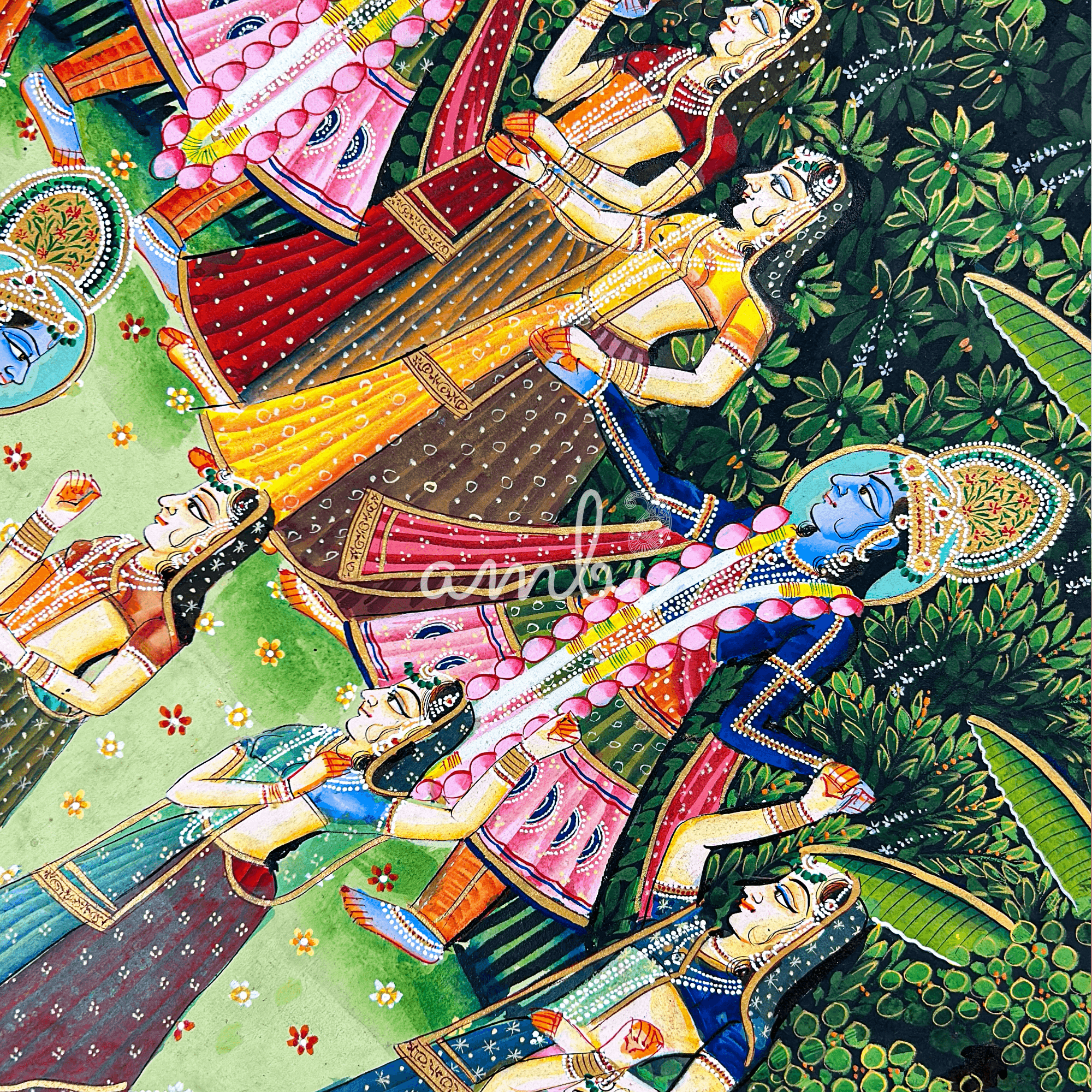 2026 - Pichwai Art - Hand Painted Shreenathji Raasleela Painting