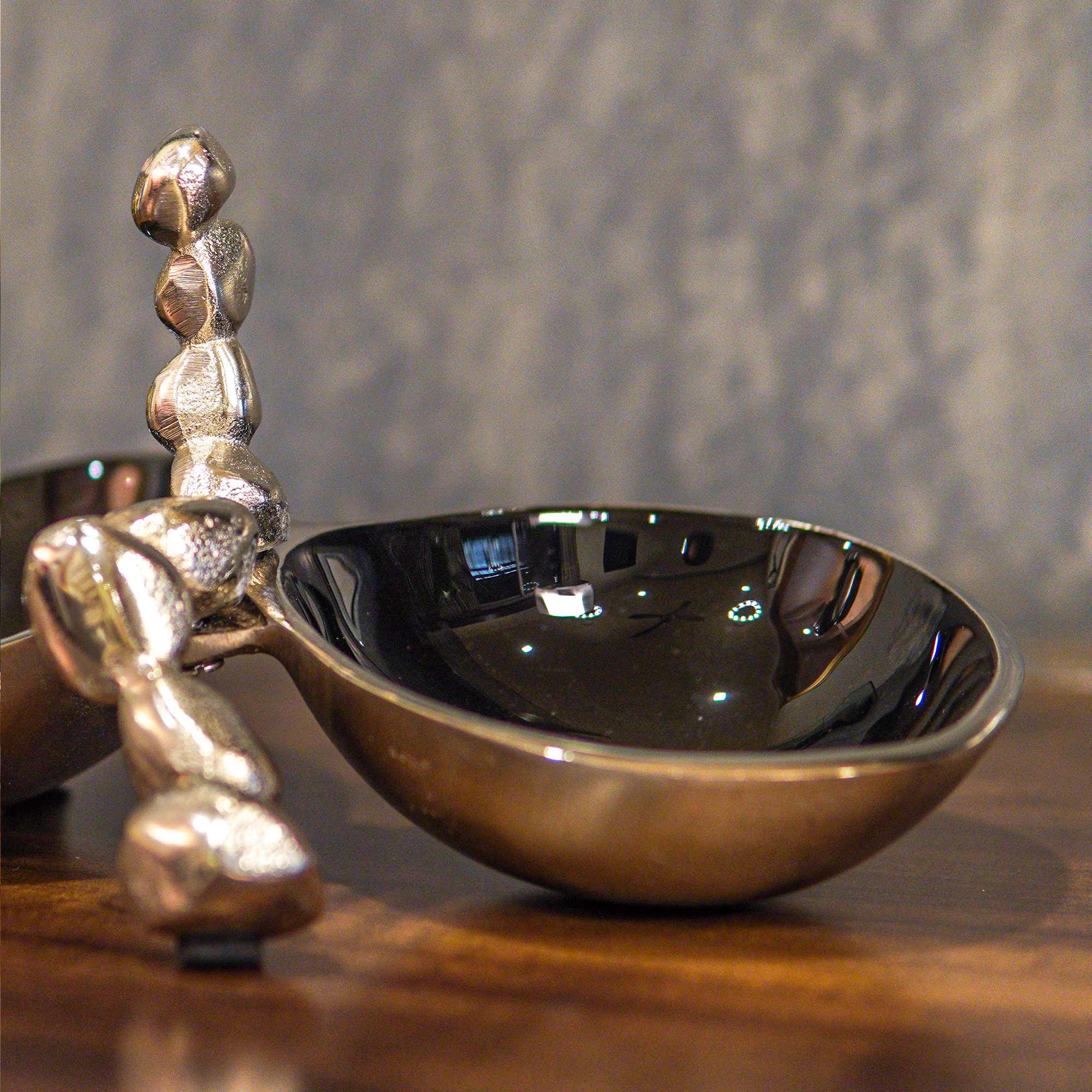 Elegant Pure Brass Nickel Black Dry fruit Bowl Set (2 Bowls) - Black