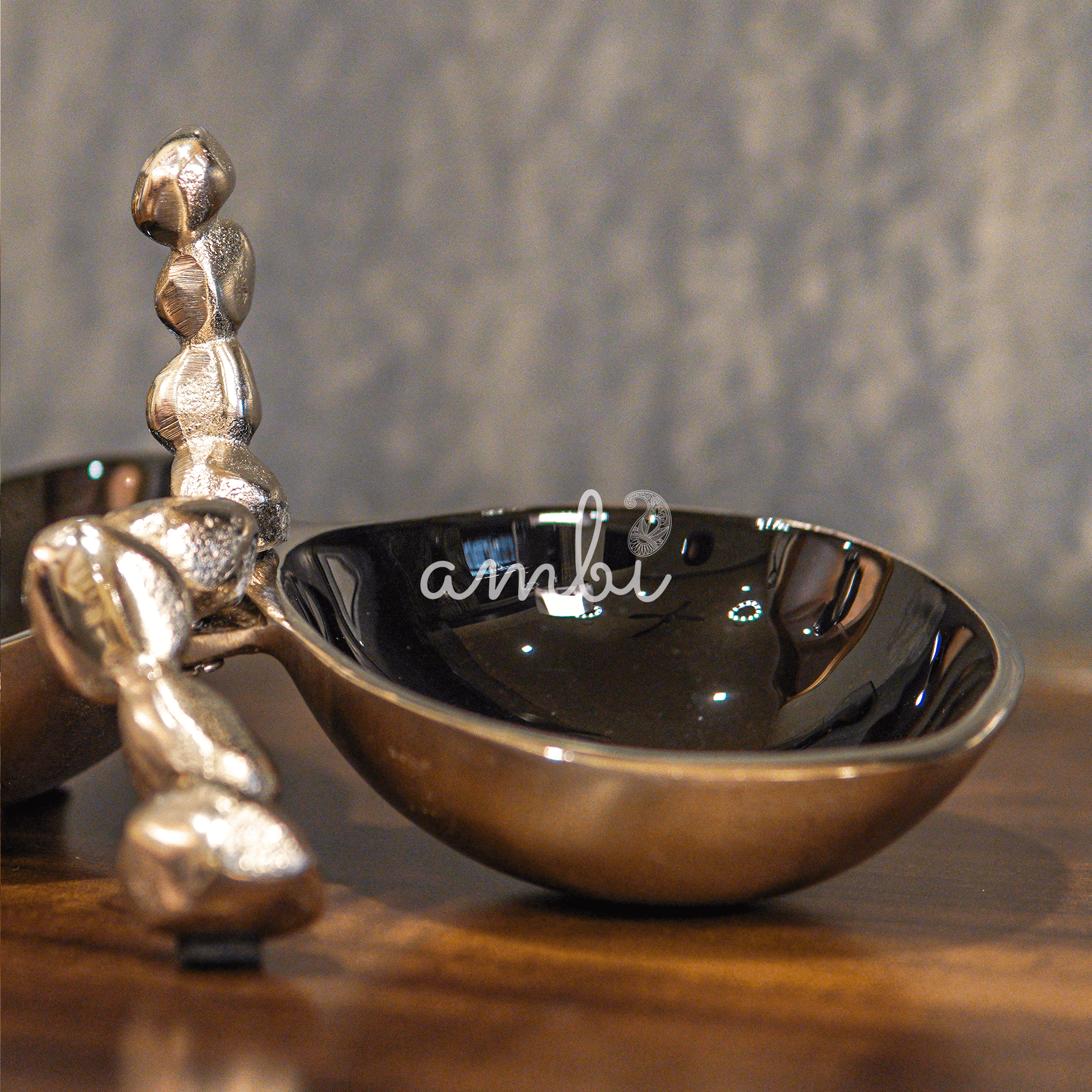 Elegant Pure Brass Nickel Black Dry fruit Bowl Set (2 Bowls) - Black