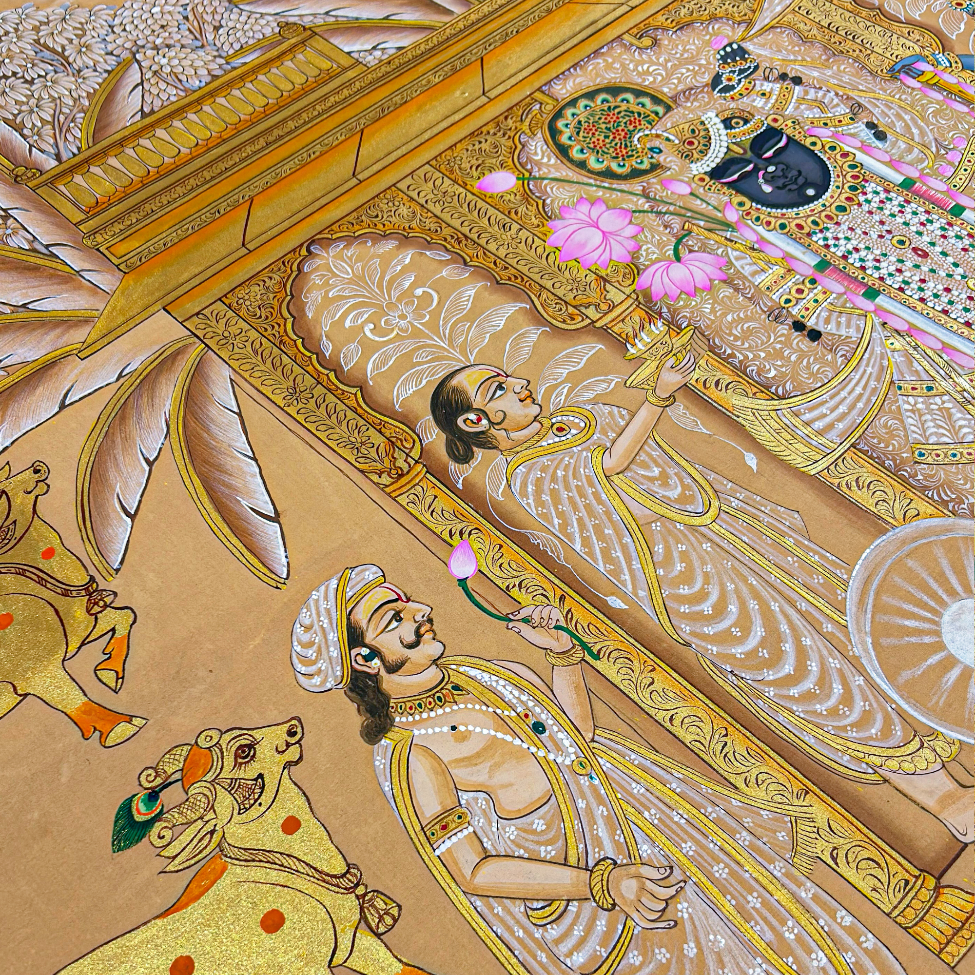 Handmade Pichwai Art - Shreenathji Silver Leaf Painting