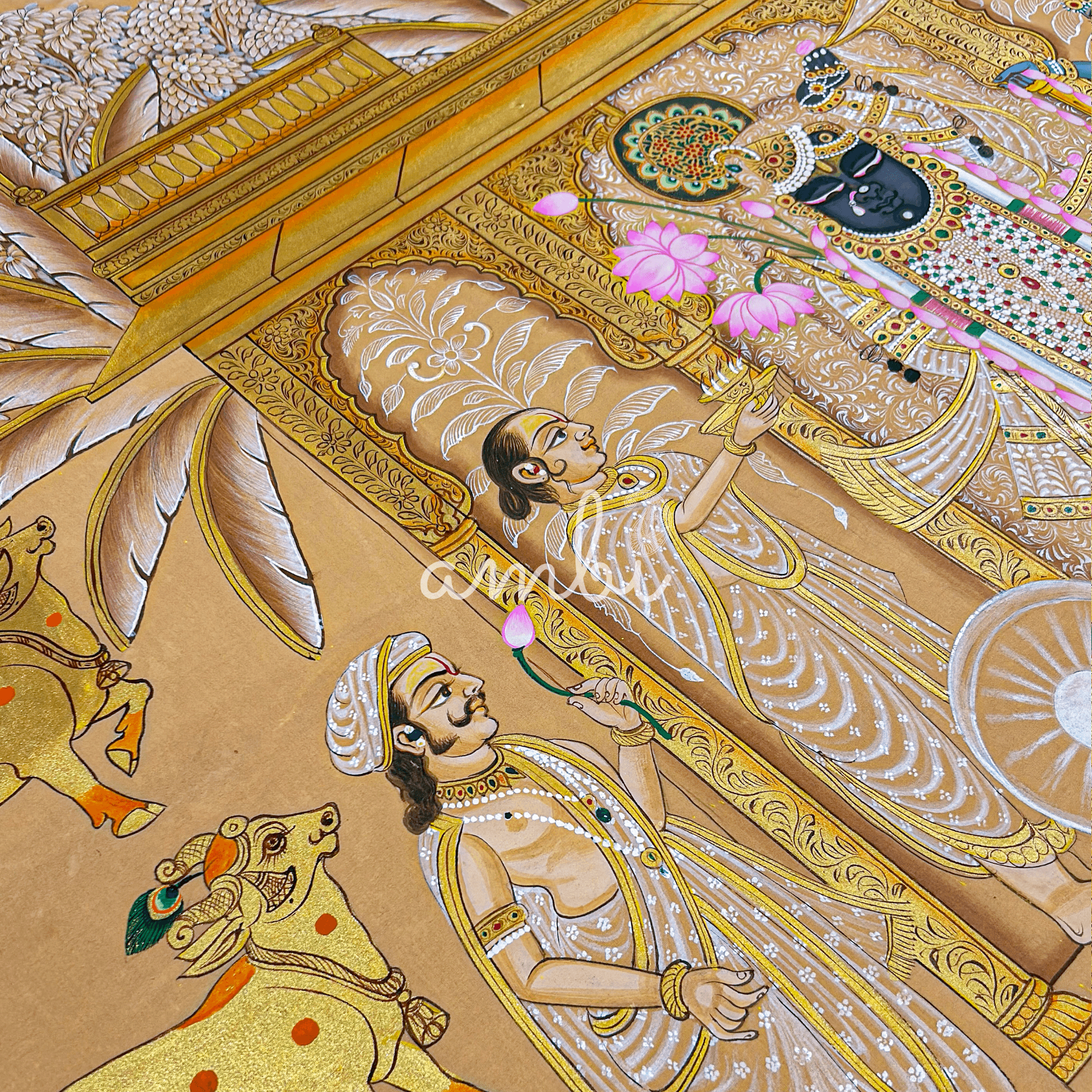 Handmade Pichwai Art - Shreenathji Silver Leaf Painting
