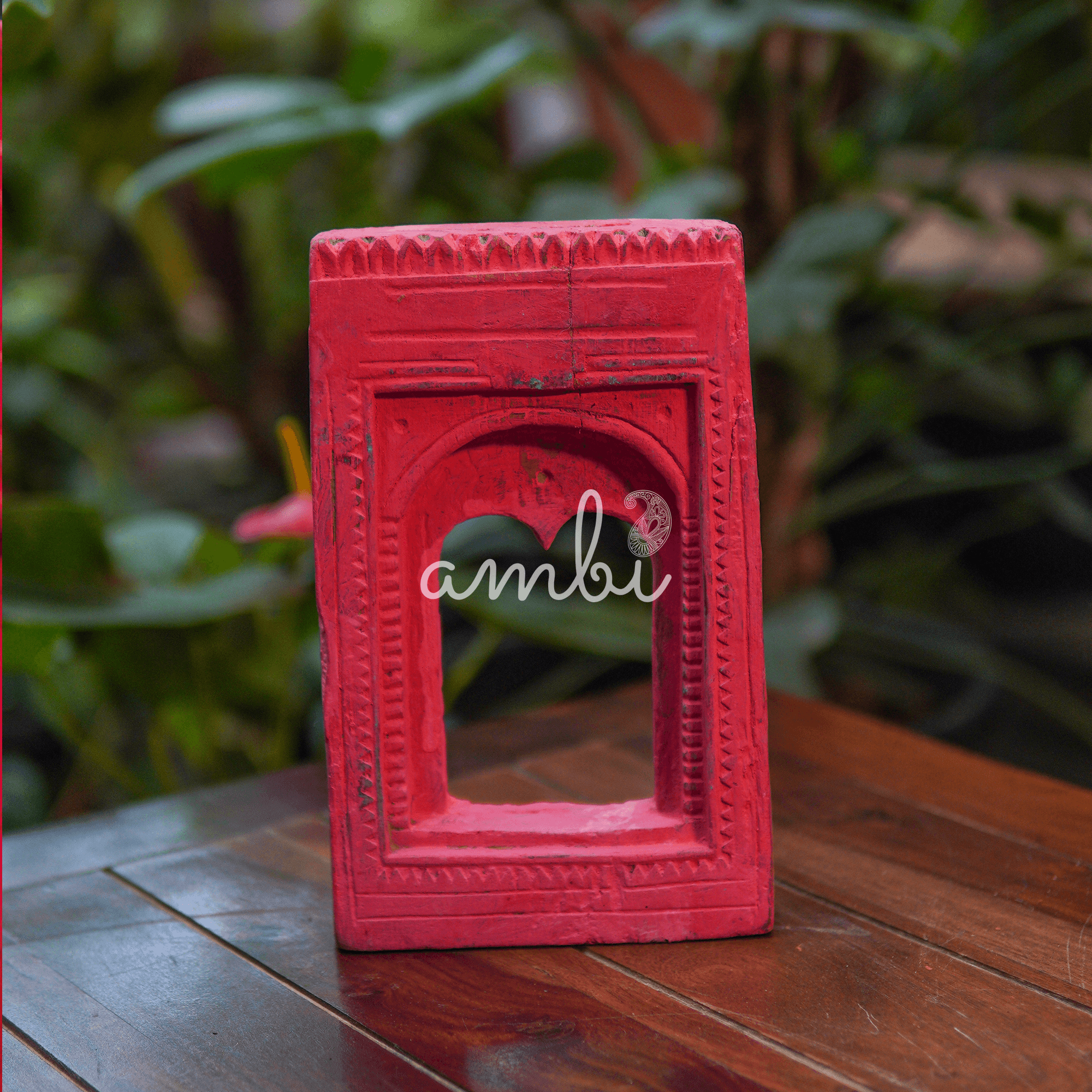 Wooden Temple Frame in Dark Pink