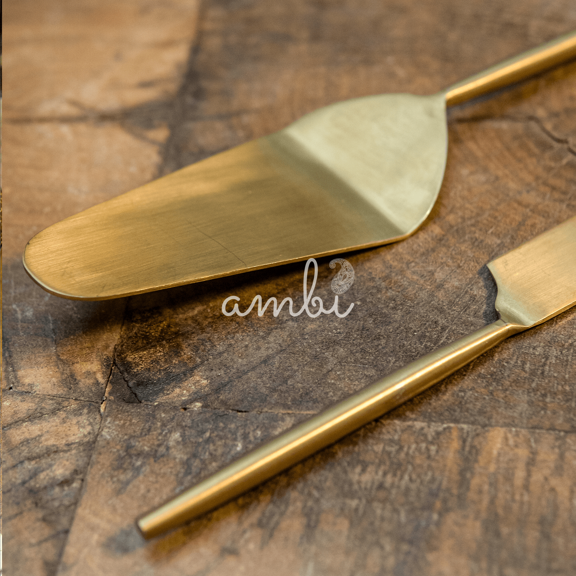 Ambi Pure Brass Delightful Cake Server Set