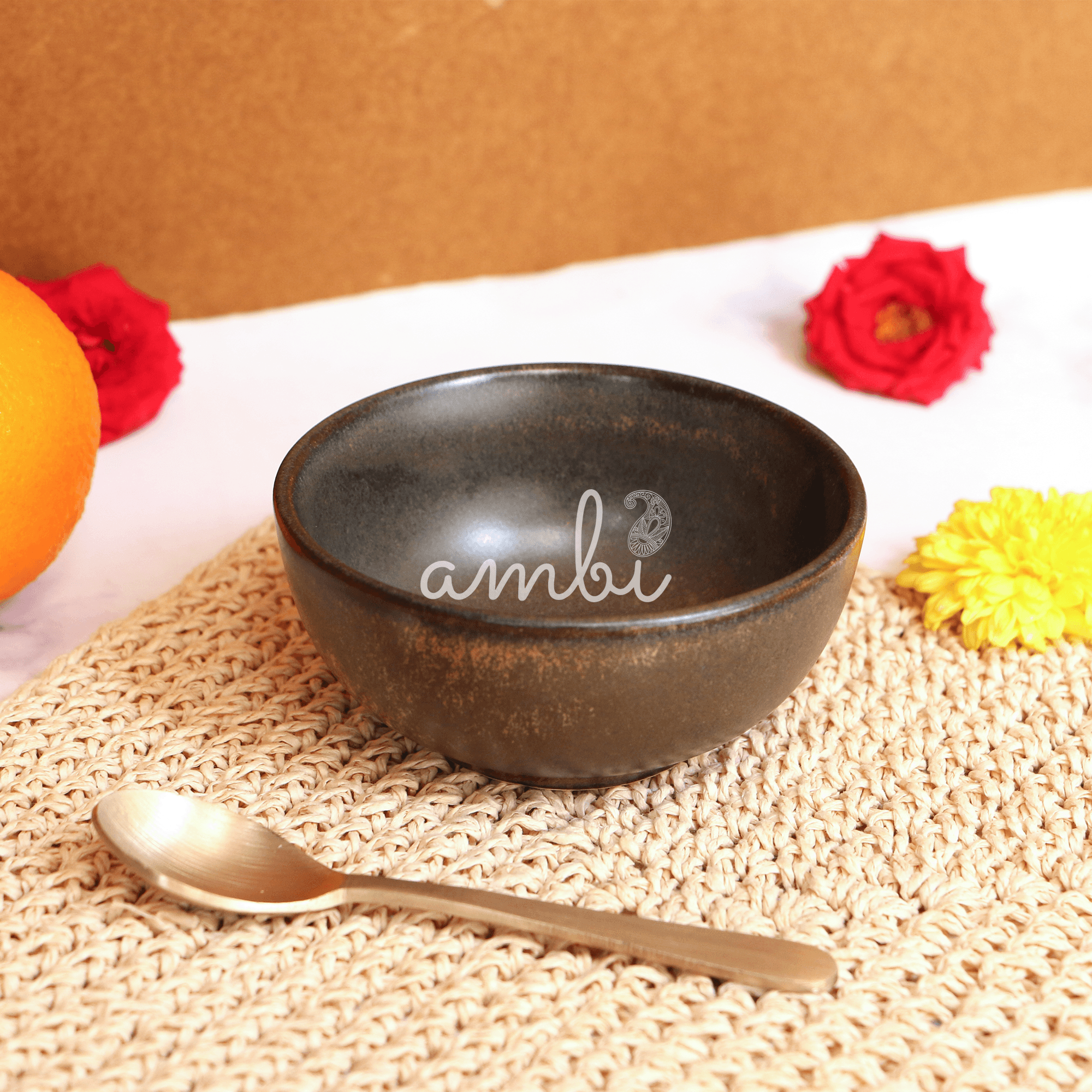Ambi Handmade black Matte-finish Ramen Bowl Small