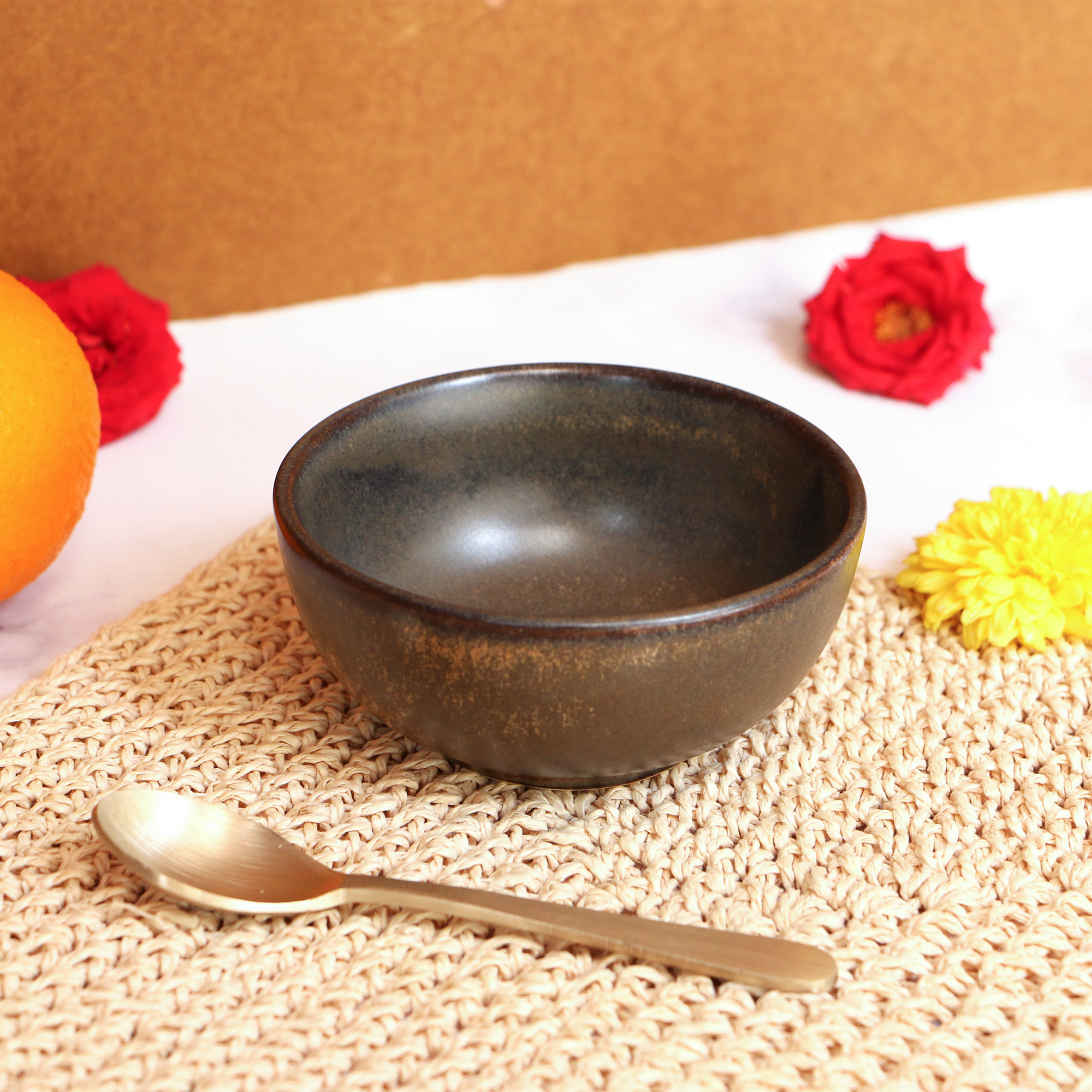 Ambi Handmade black Matte-finish Ramen Bowl Small