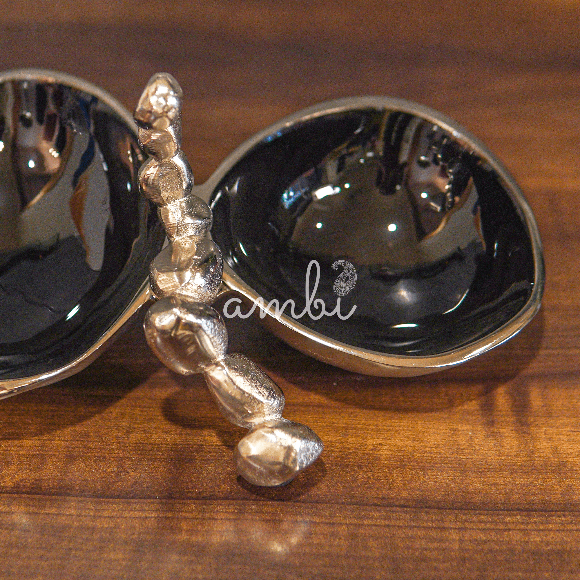 Elegant Pure Brass Nickel Black Dry fruit Bowl Set (2 Bowls) - Black