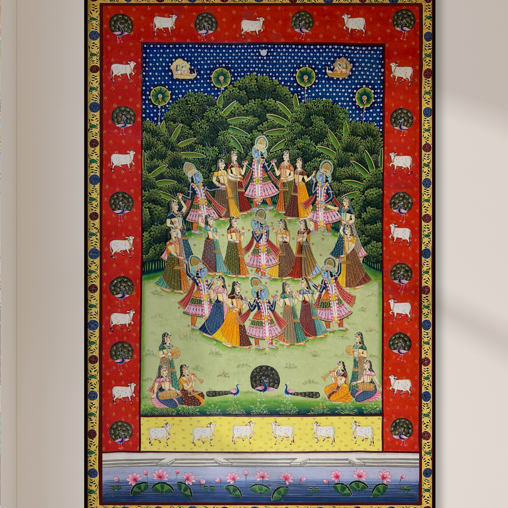 2025 - Pichwai Art - Hand Painted Shreenathji Raasleela Painting