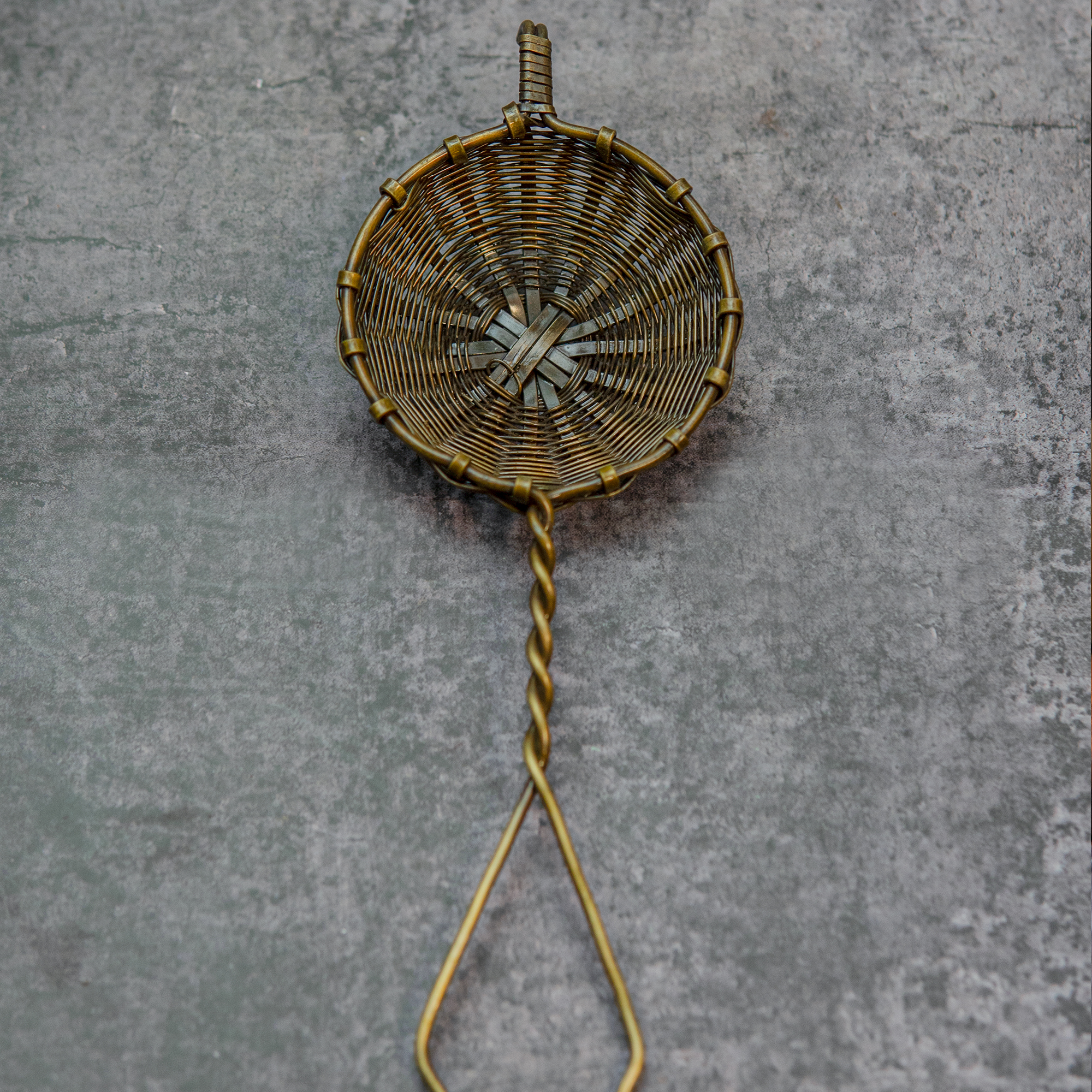 Handmade Brass Wire Mesh Small Tea Strainer - Small - Antique Finish