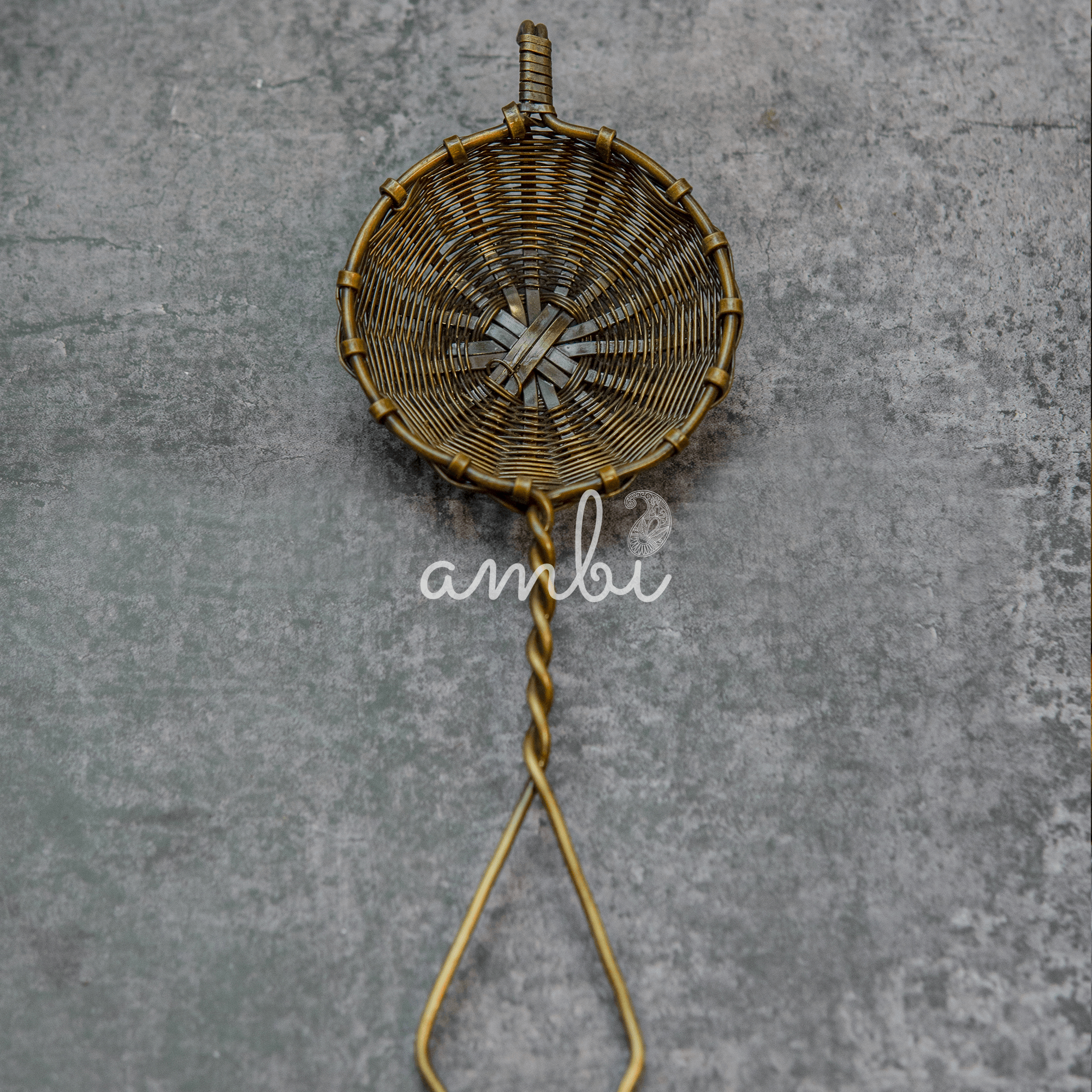 Handmade Brass Wire Mesh Small Tea Strainer - Small - Antique Finish