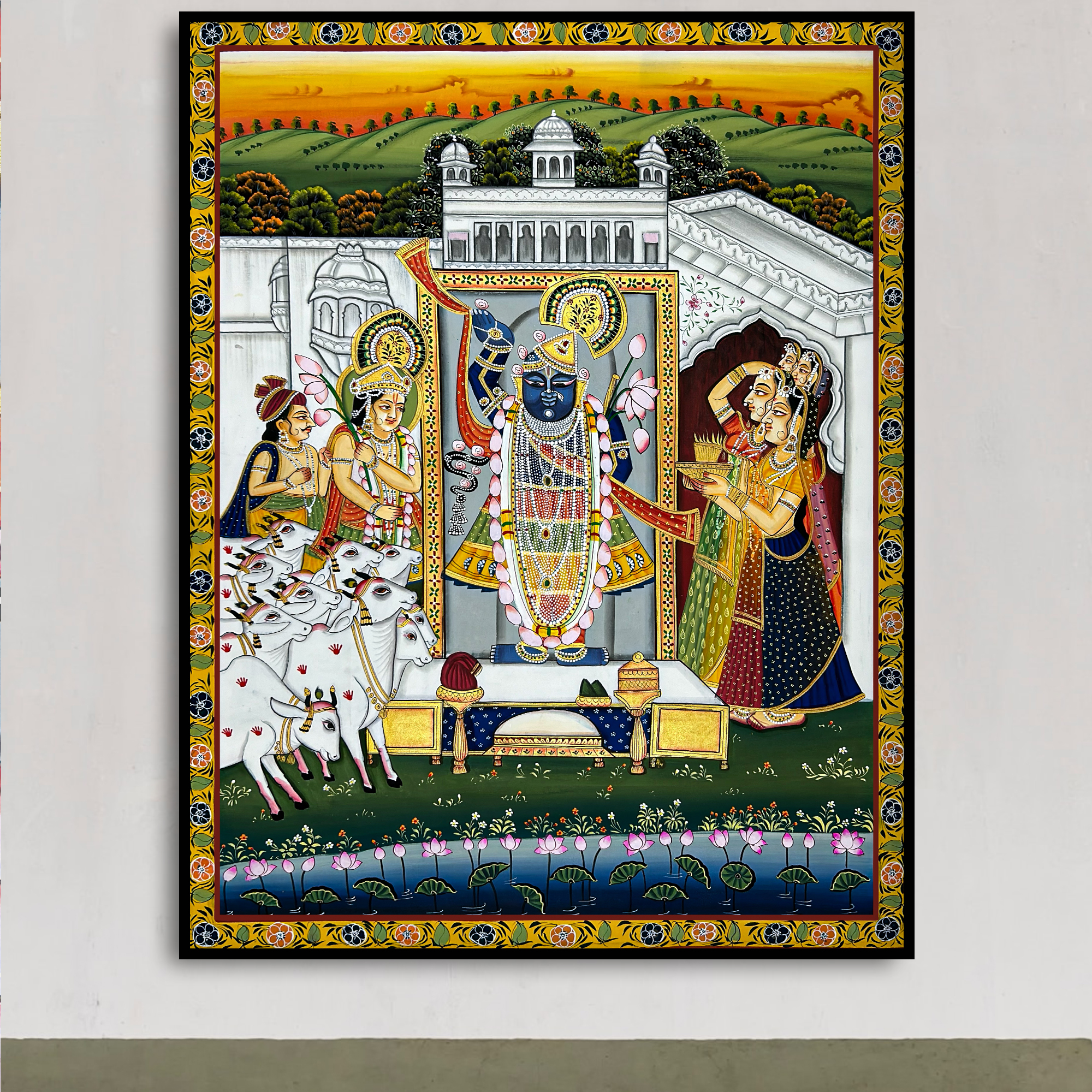 2025 - Pichwai Art - Handmade ShreenathjI, Gopis and Balram Painting