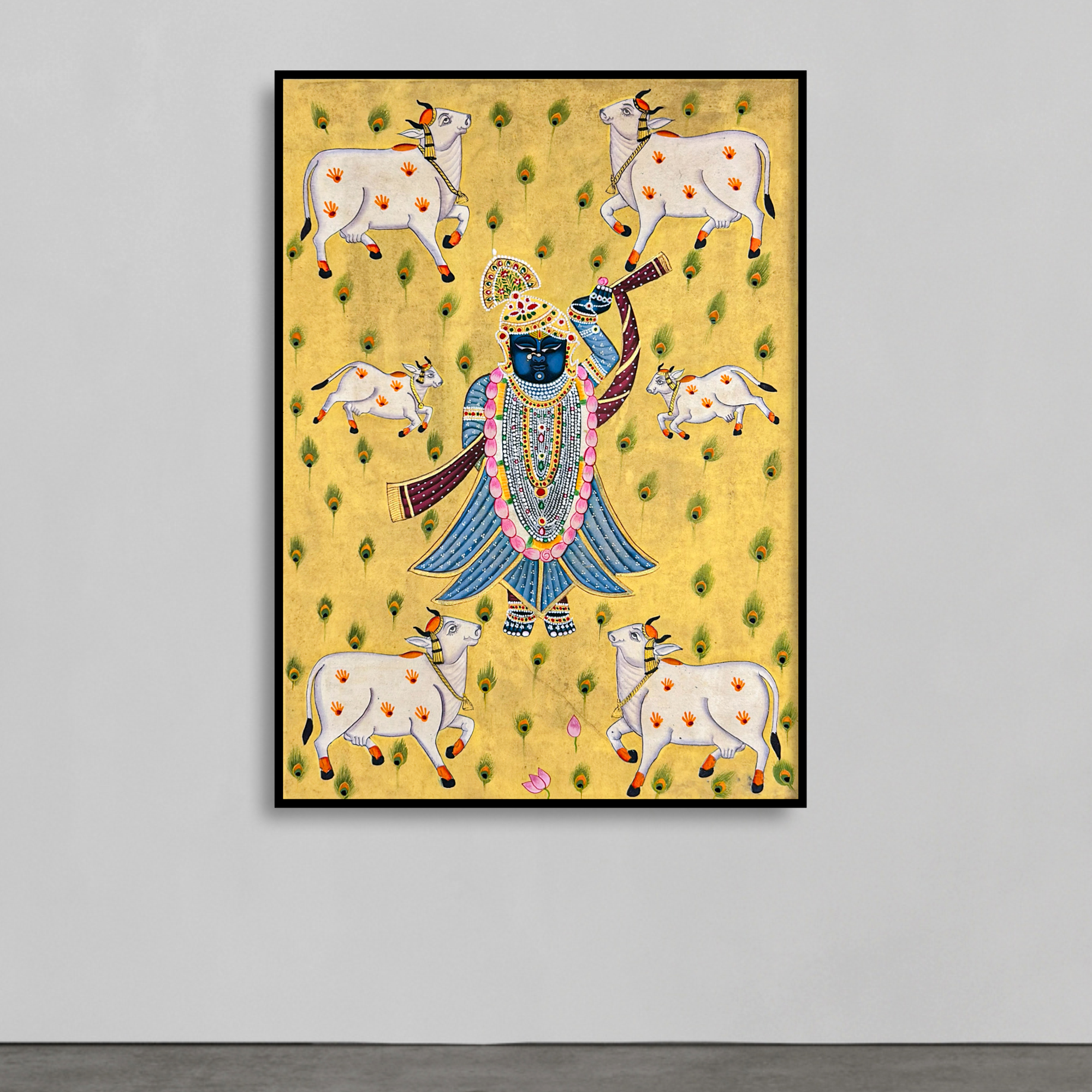 2026 - Handmade Pichwai Art - Shreenathji Gopastmi with Cows Painting