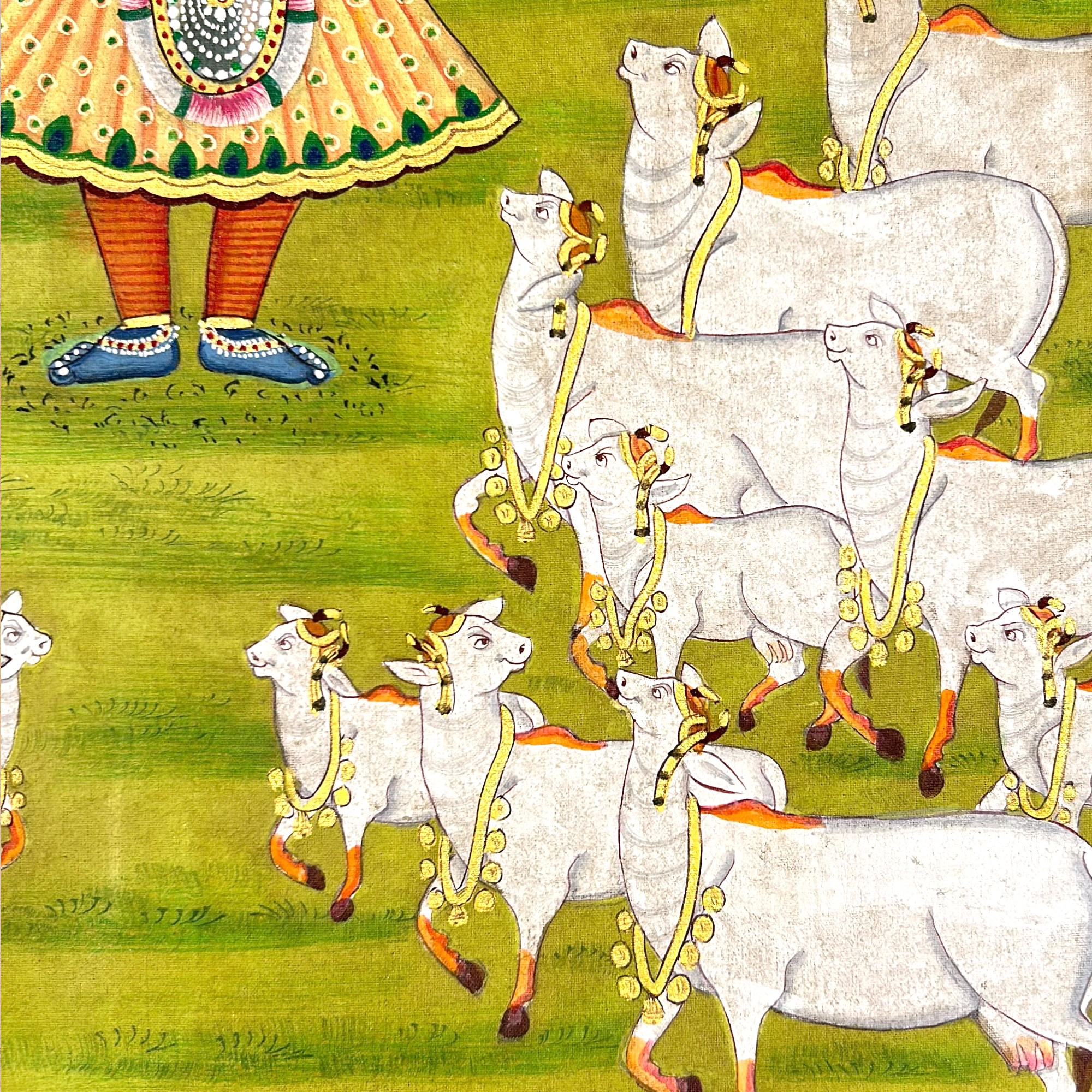 2025 Pichwai Art - Handmade Shreenathji Cows Gopasthmi Pichwai Painting
