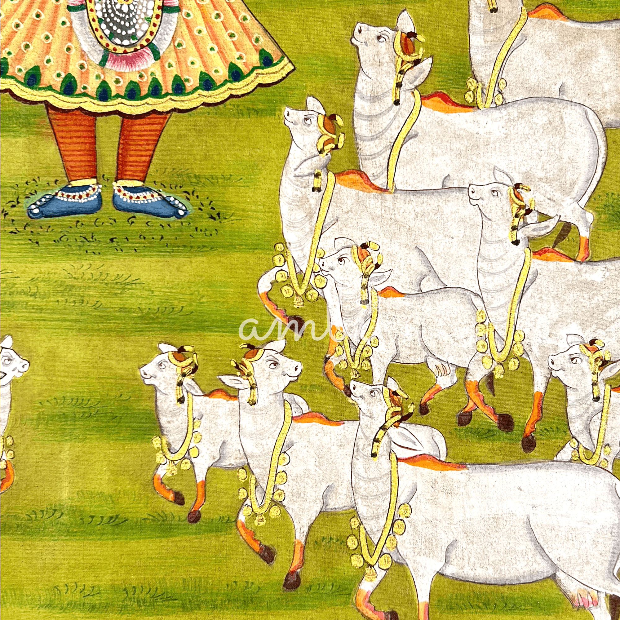 2026 - Pichwai Art - Handmade Shreenathji Cows Gopasthmi Pichwai Painting