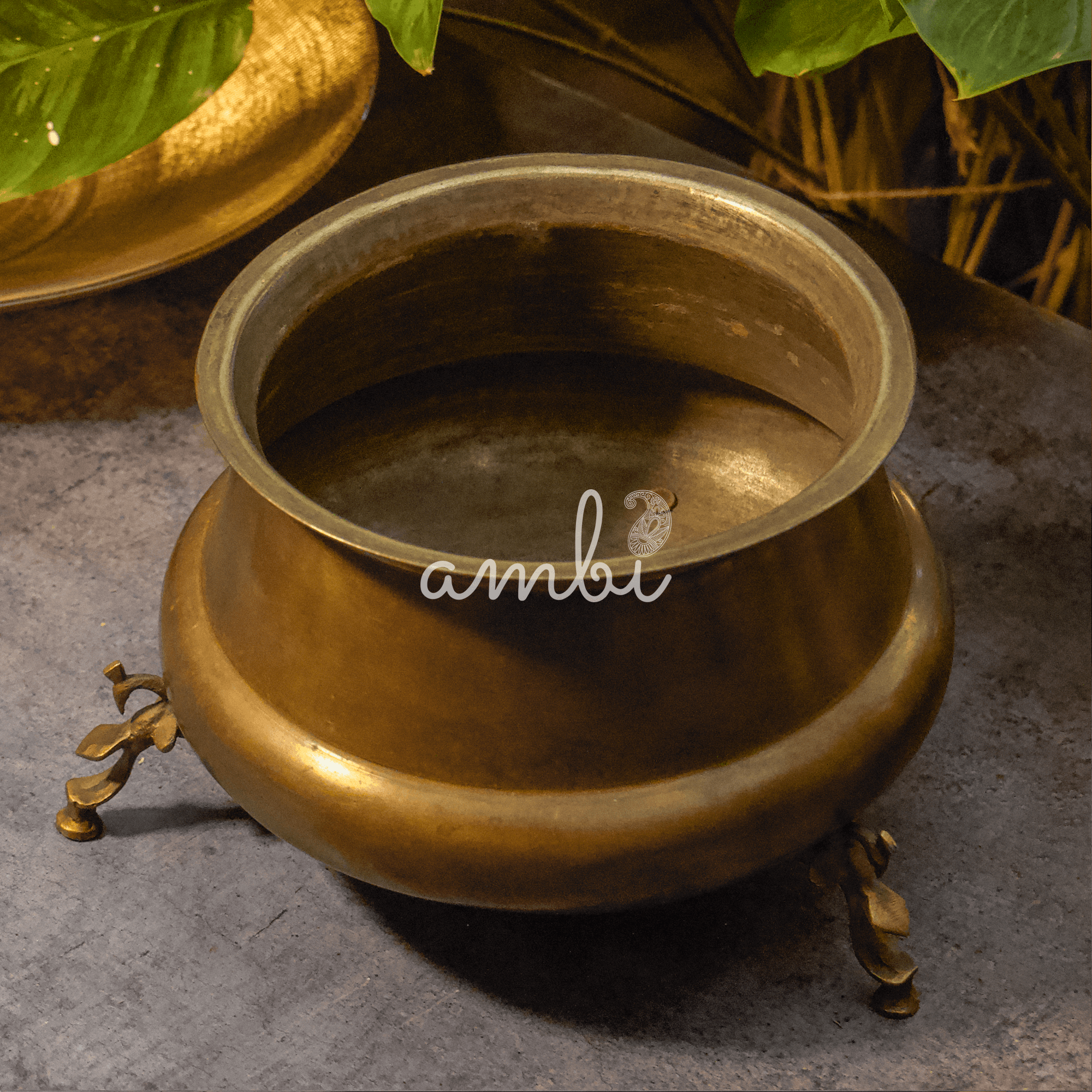 Handcrafted Vintage Elevated Brass Culinary Vessel