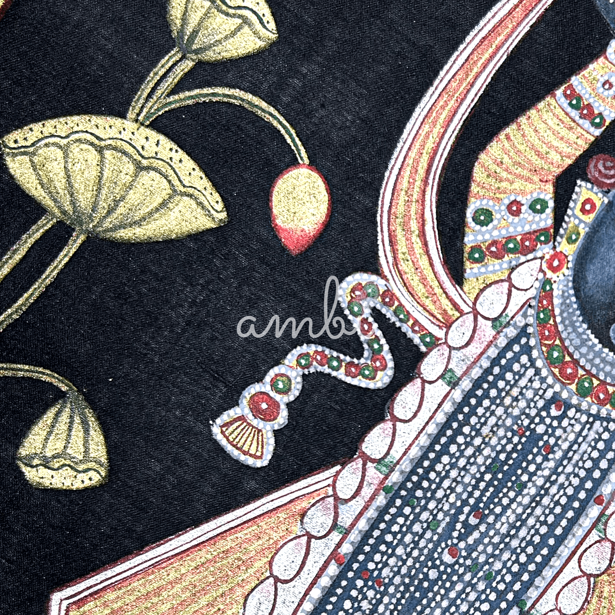 2026 - Pichwai Art - Handmade Shreenathji and Lotus Flowers Painting