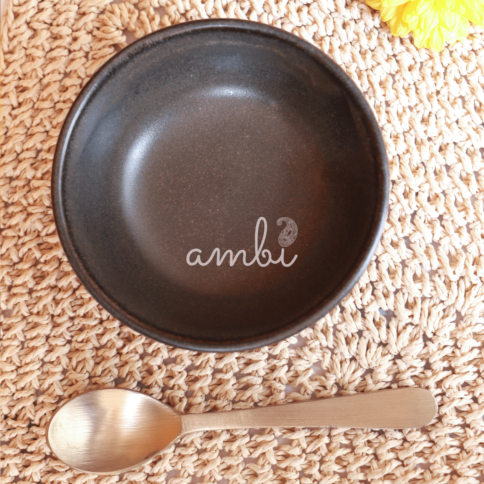 Ambi Handmade black Matte-finish Ramen Bowl Small