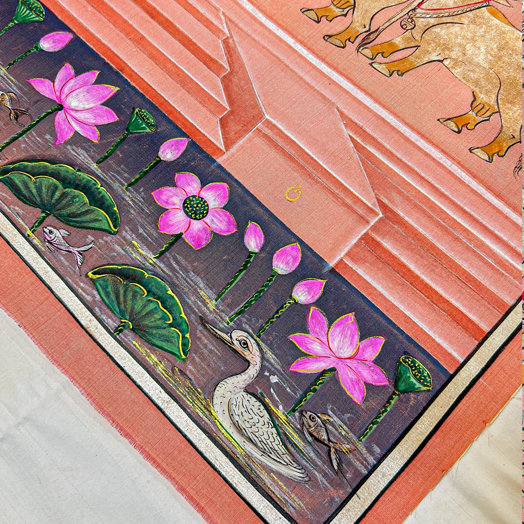 2025 - Handmade Pichwai Art - Shreenathji Silver Work Gopasthmi Painting