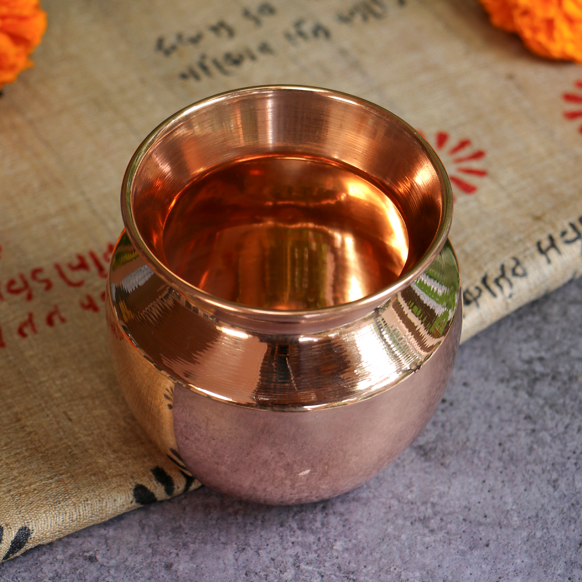 100% Pure Copper Traditional Water Kalash / Lota / Matka - No 0 Size - 350 ML