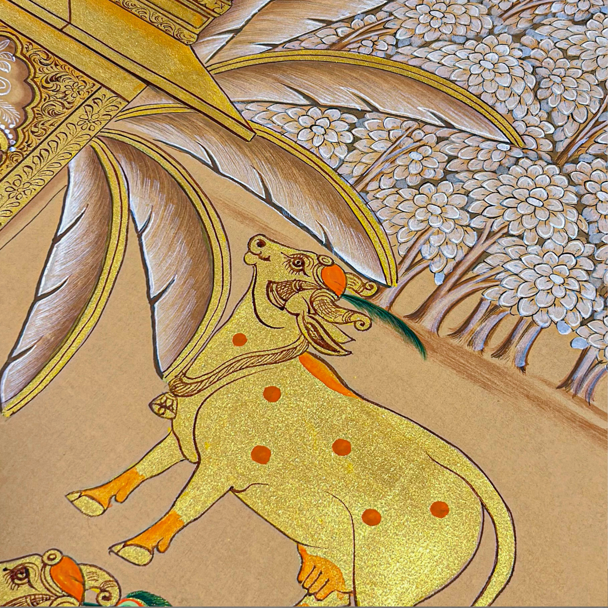 Handmade Pichwai Art - Shreenathji Silver Leaf Painting