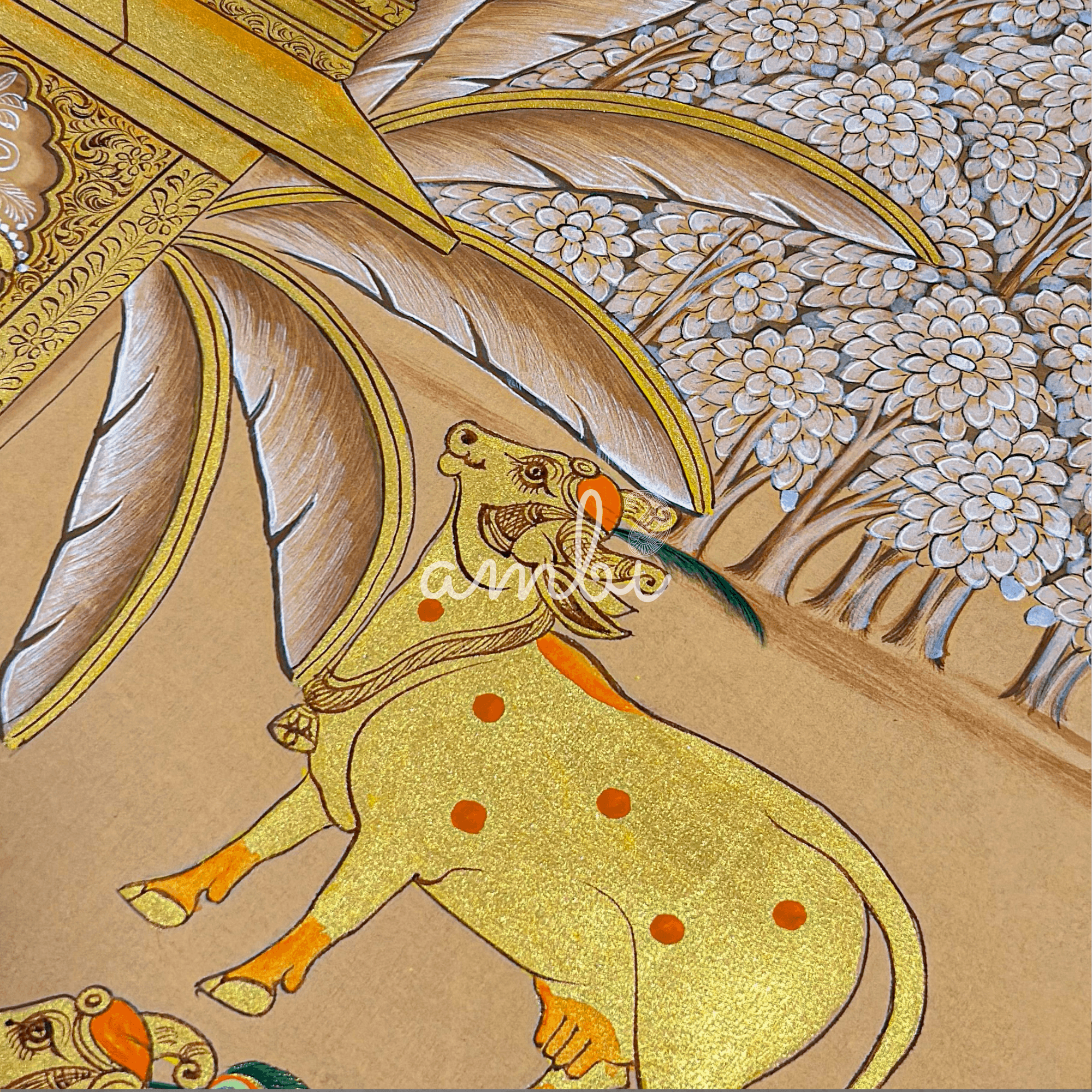 Handmade Pichwai Art - Shreenathji Silver Leaf Painting