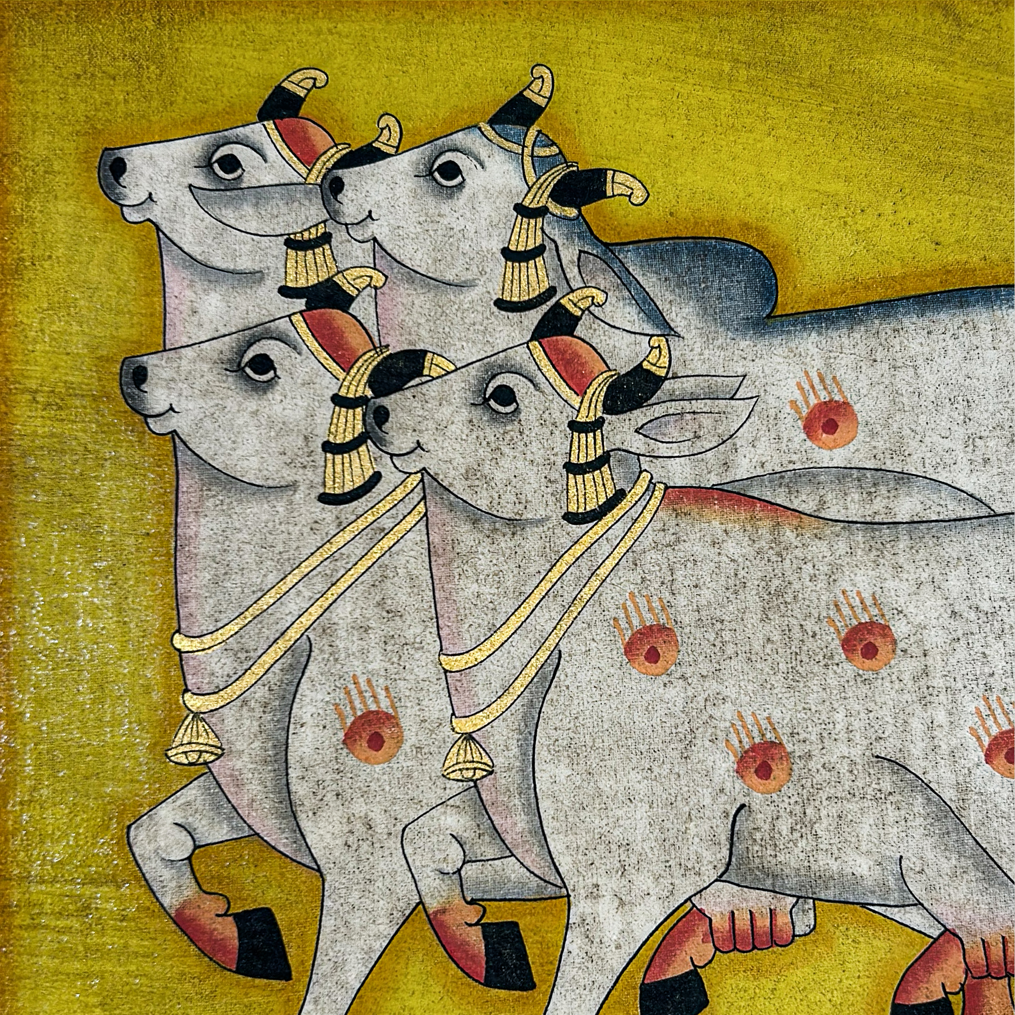 Handmade Pichwai Painting Celebrating Kamadhenu with Frame