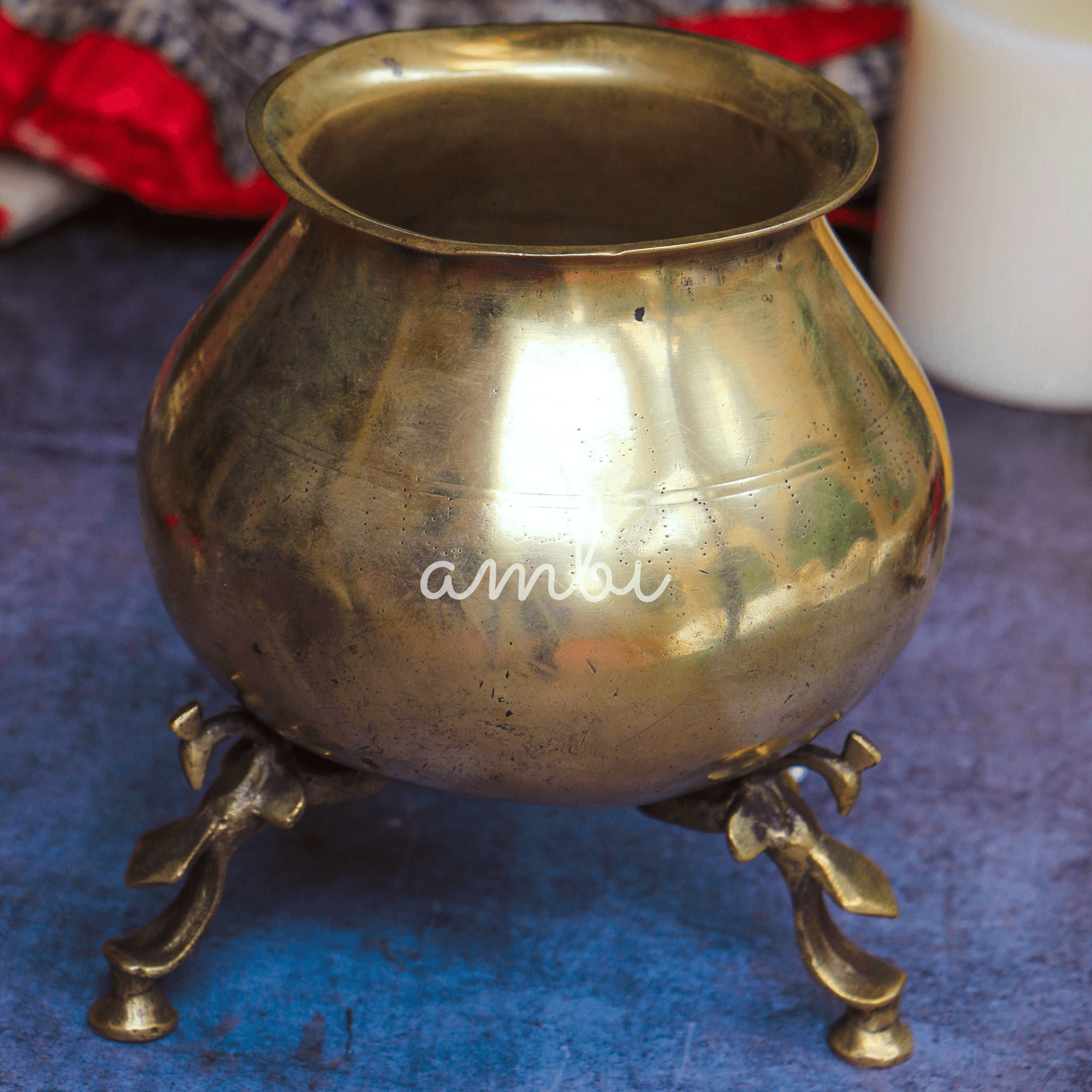 Handcrafted Elegant Vintage Brass Lota With Legs - Very Heavy Base