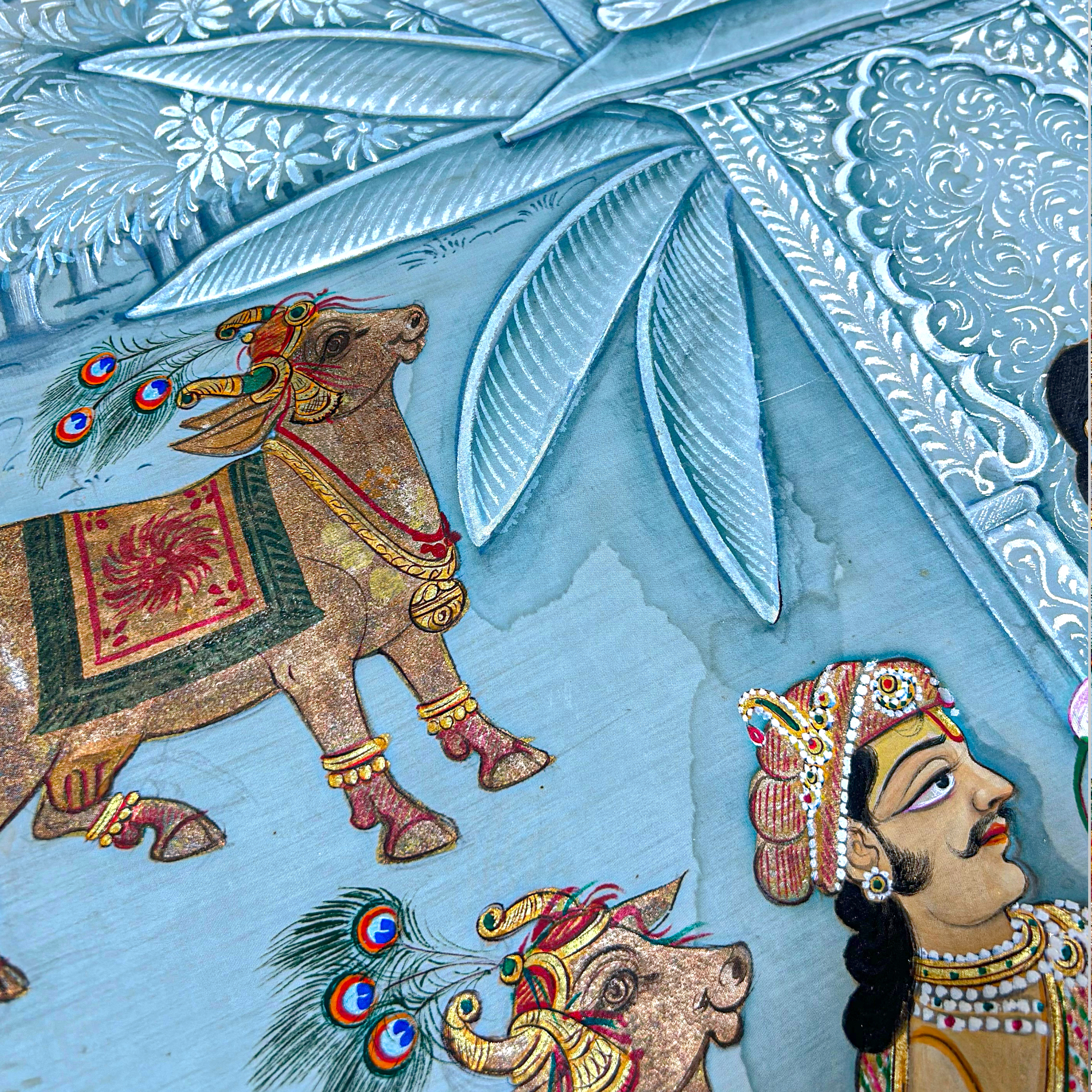 Handmade Pichwai Art - Shreenathji Silver Gold Work Painting