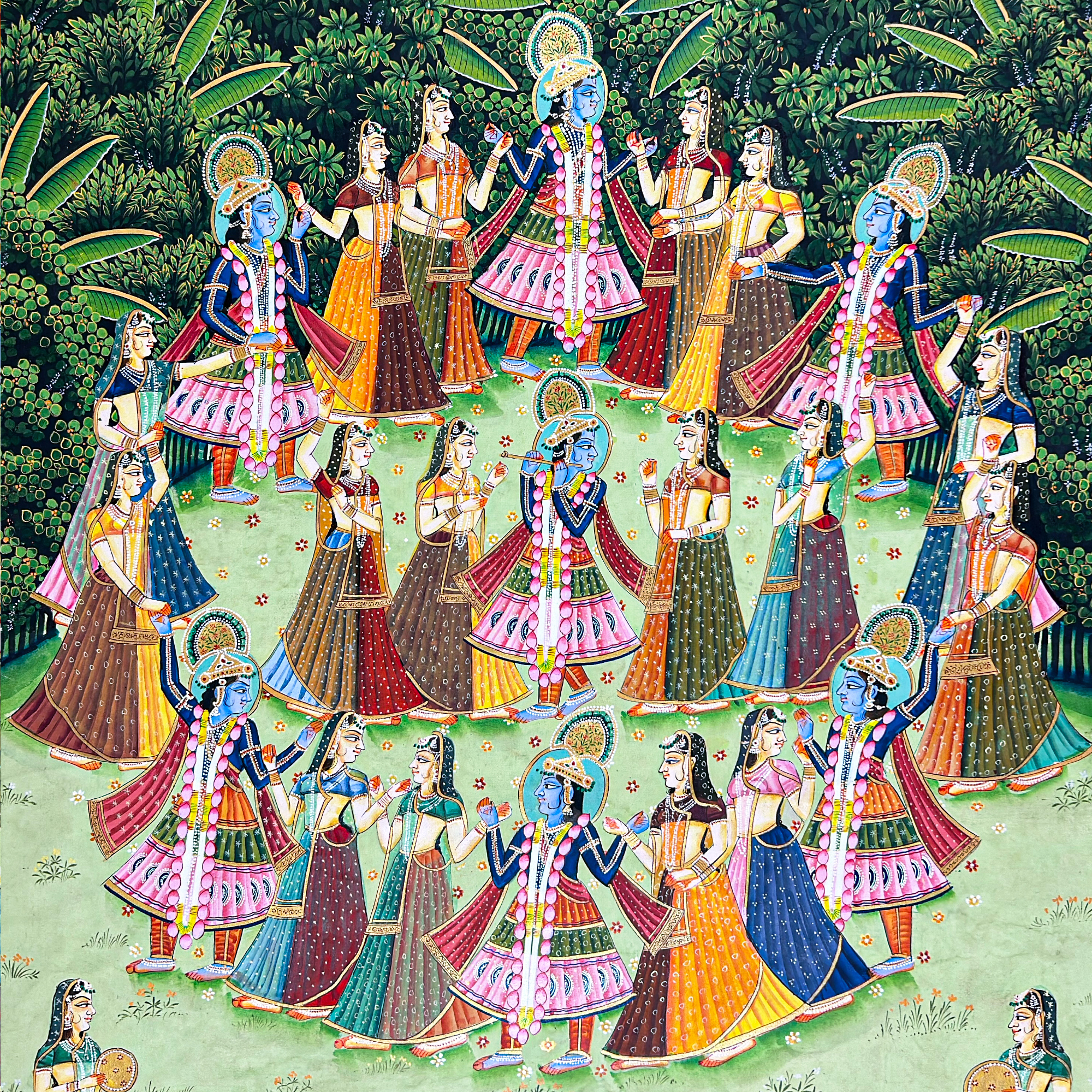 2025 - Pichwai Art - Hand Painted Shreenathji Raasleela Painting