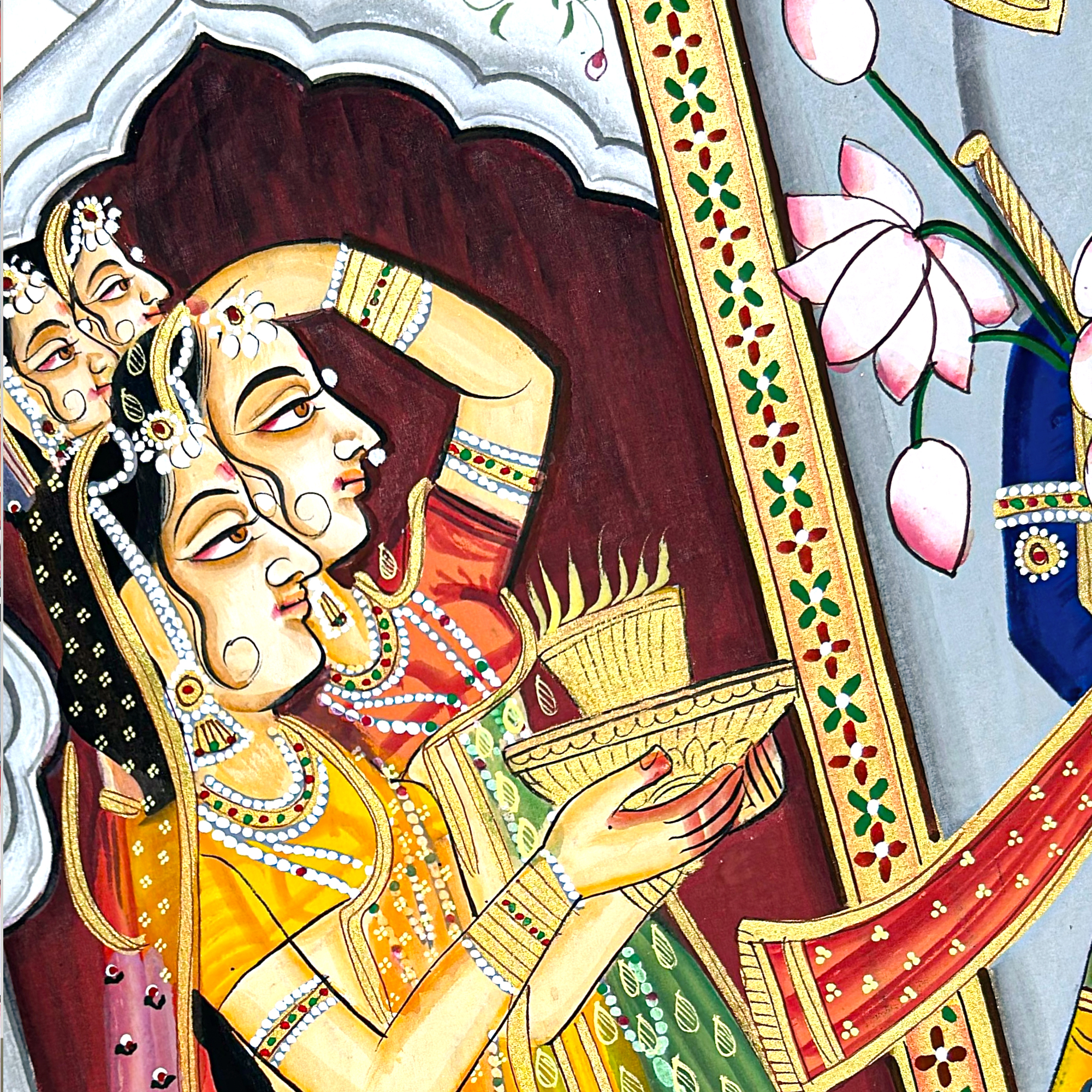 2025 - Pichwai Art - Handmade ShreenathjI, Gopis and Balram Painting