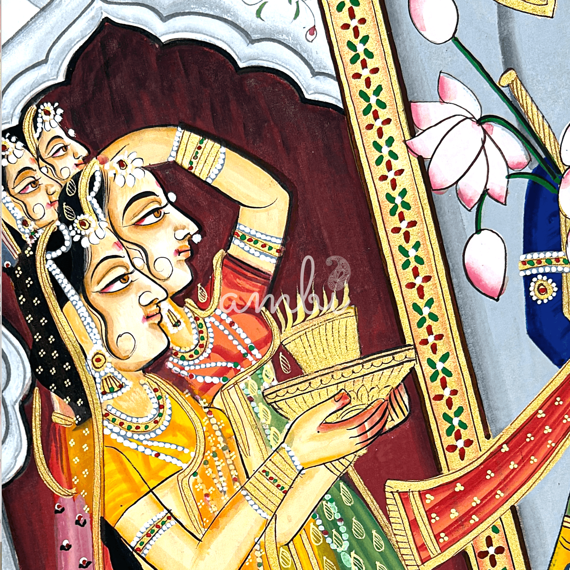 2026 - Pichwai Art - Handmade ShreenathjI, Gopis and Balram Painting