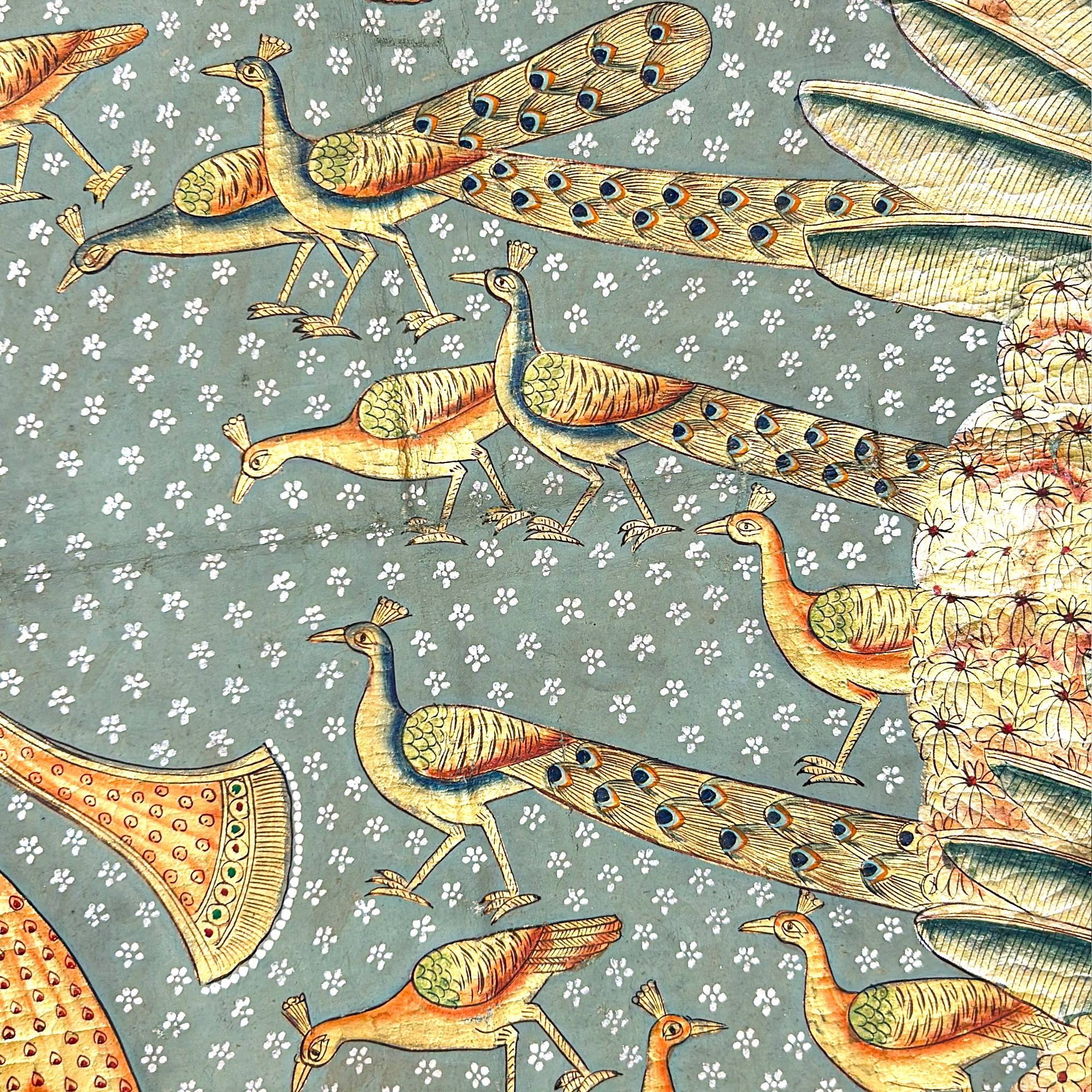 2026 - Pichwai Art - Handmade - Shreenathji with Cows and Peacocks Painting