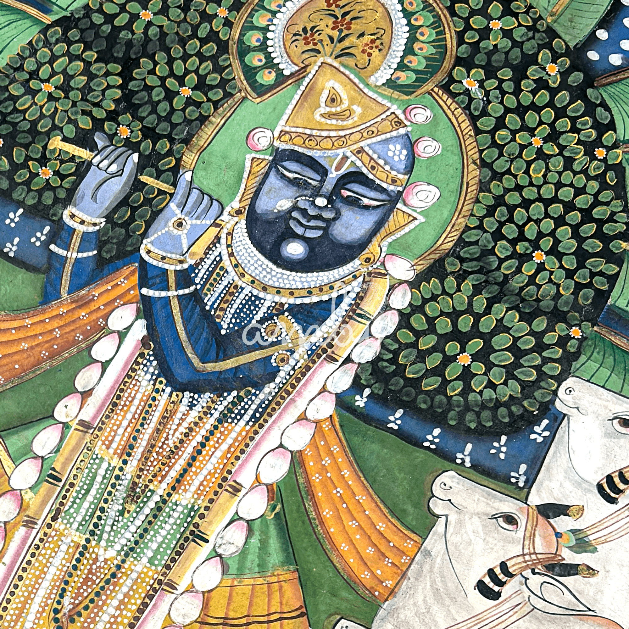 2026 - Pichwai Art - Handmade Shreenathji Gopashtami Painting