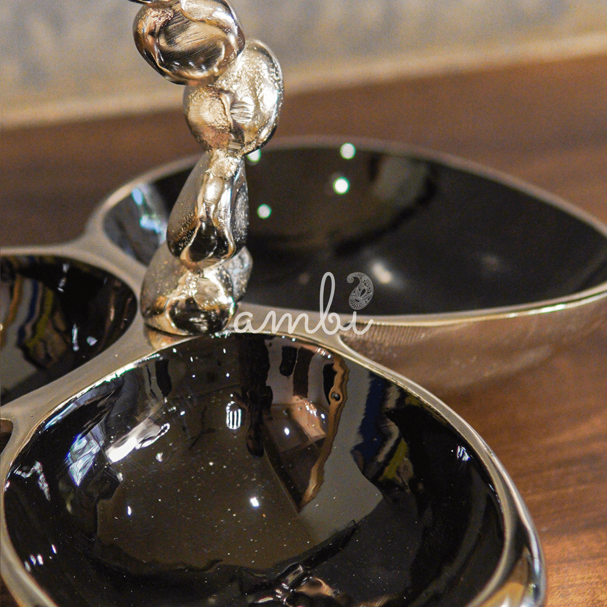 Elegant and Stylish Black Nickel Pure Brass 3 Dry Fruit Bowl Set