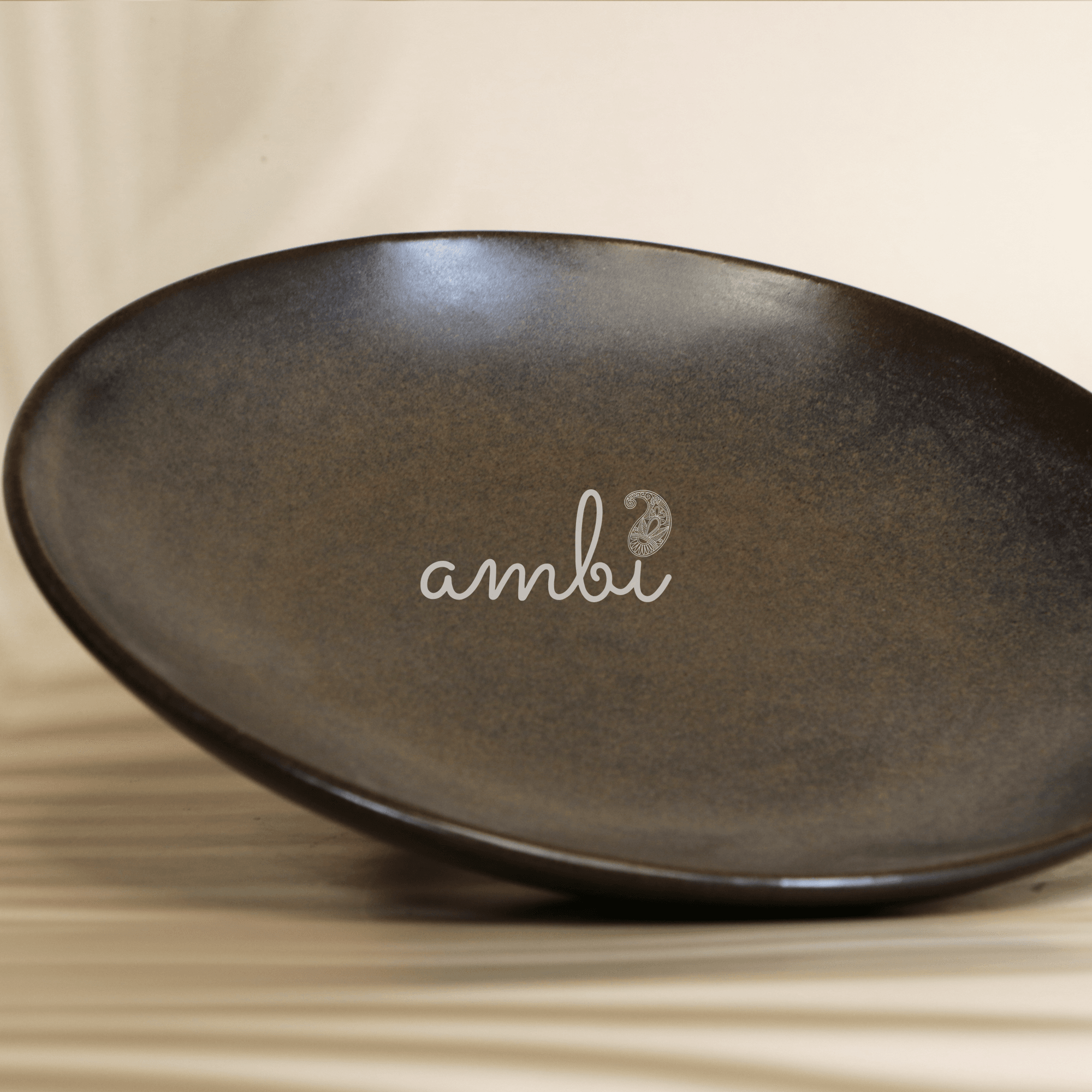 Ambi Stoneware Charcoal Black Snack Plate 7 Inch