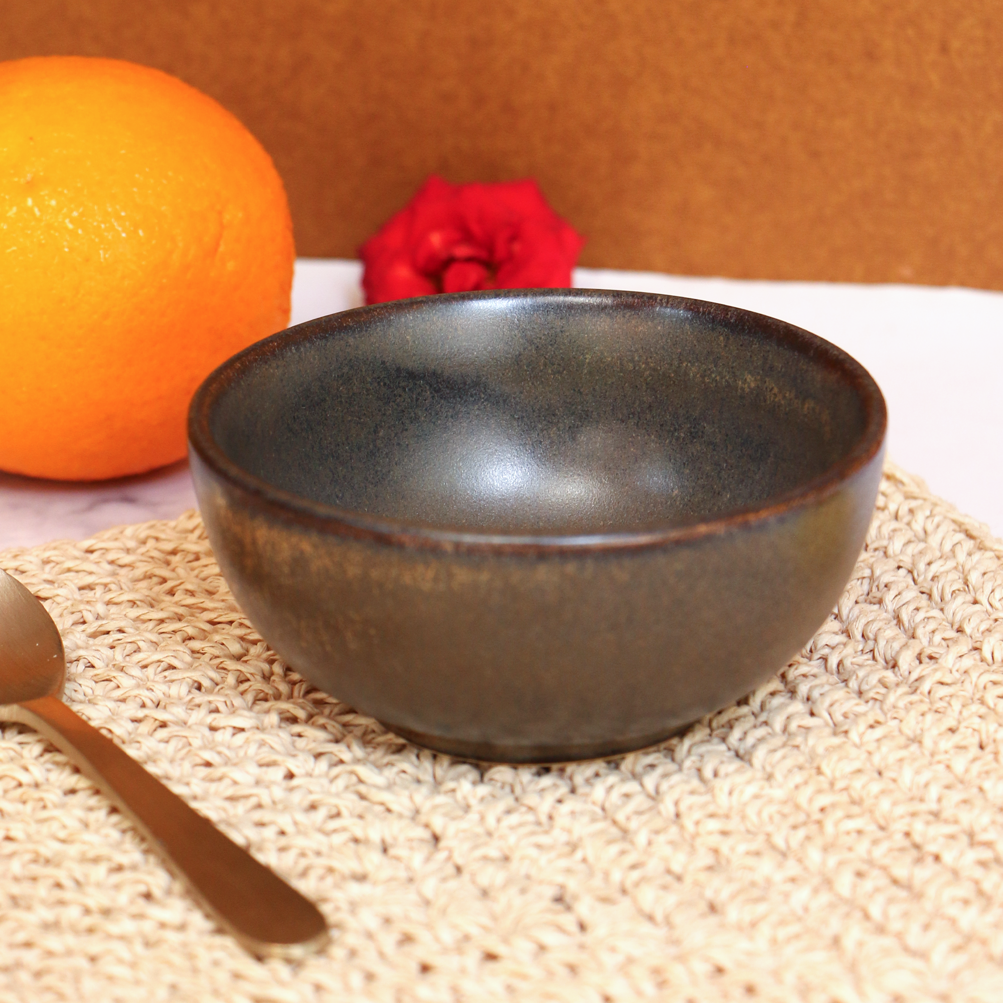 Ambi Handmade black Matte-finish Ramen Bowl Small