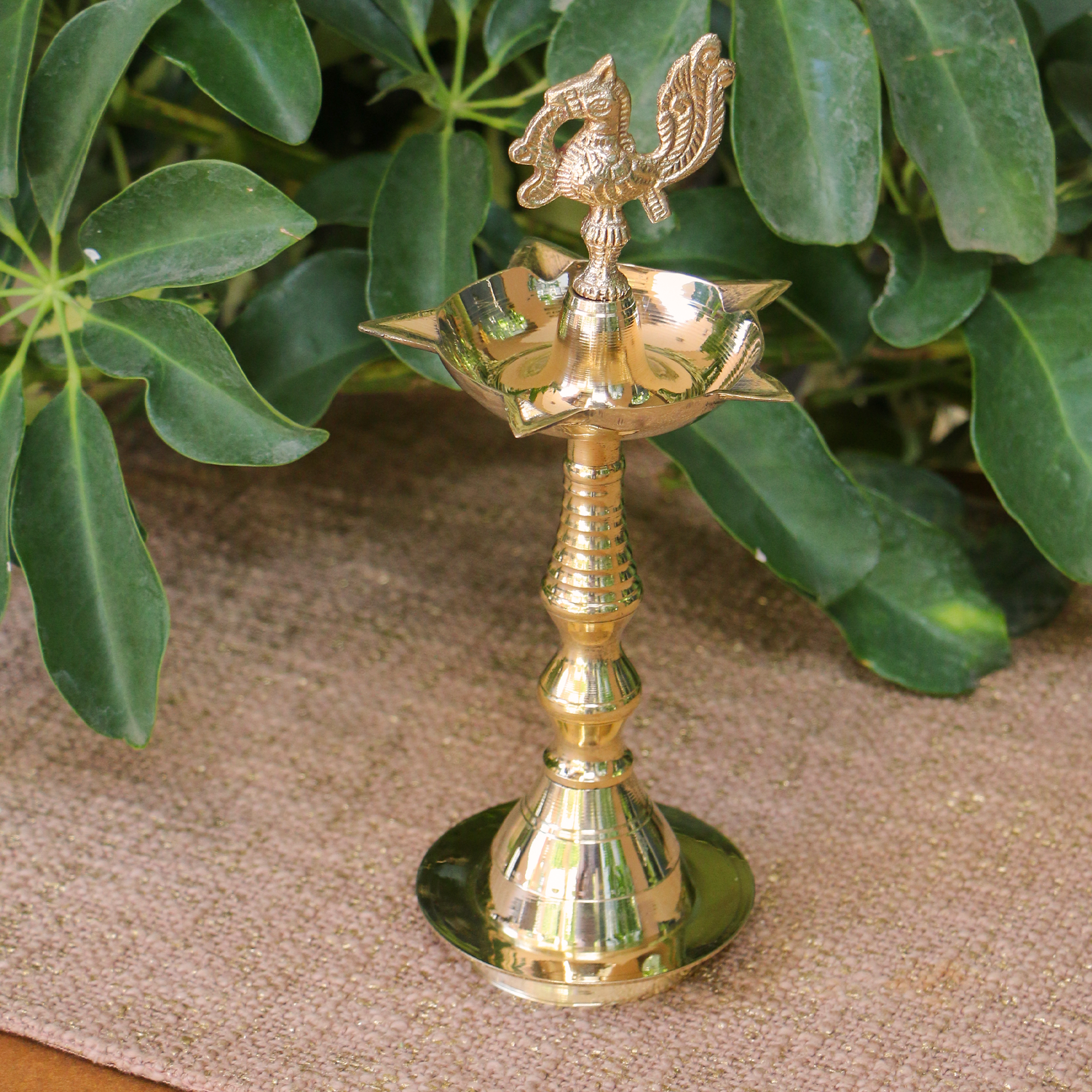 deepa 100% Pure Brass Pooja Deepam / Deepak - 5 Baati Medium