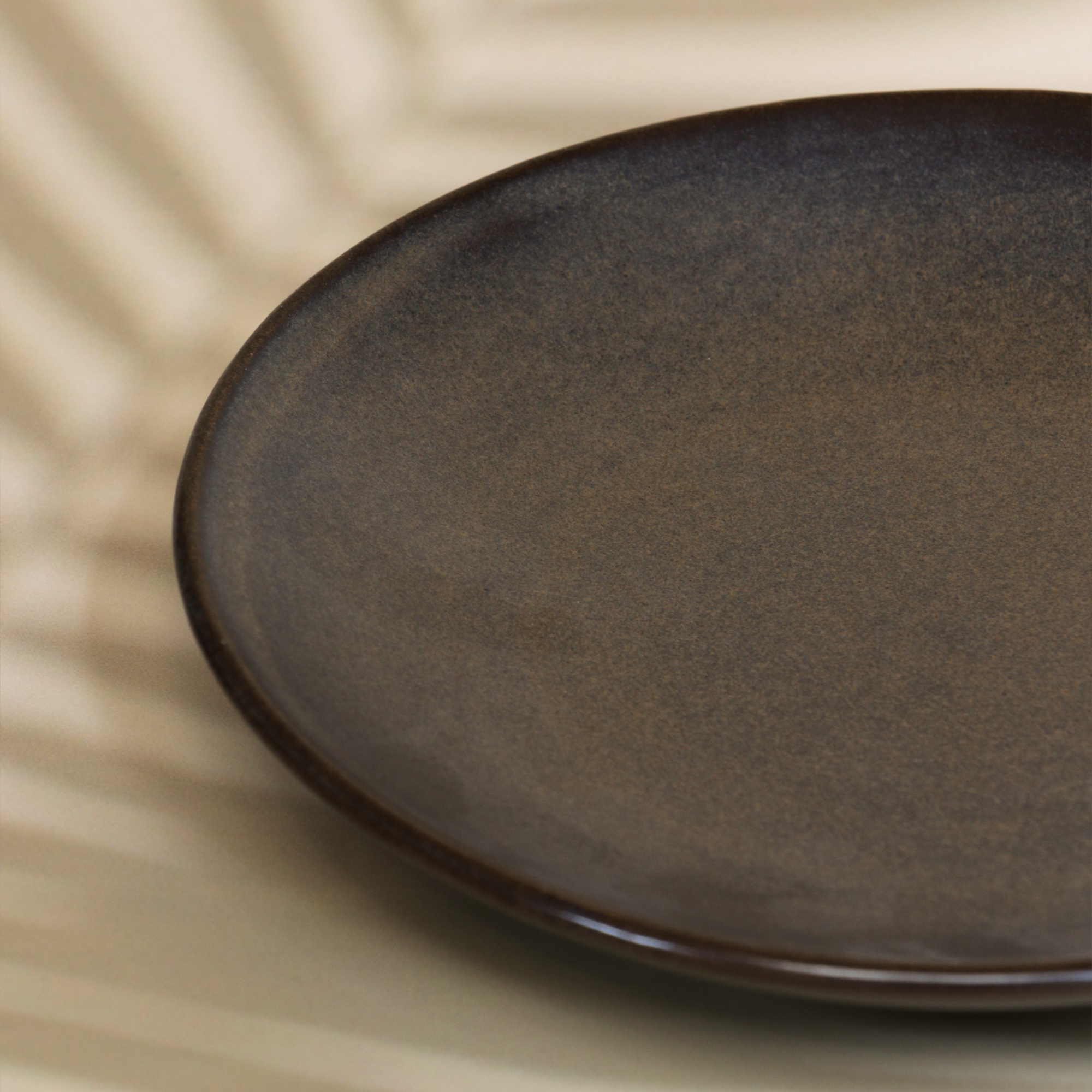 Ambi Stoneware Charcoal Black Snack Plate 7 Inch