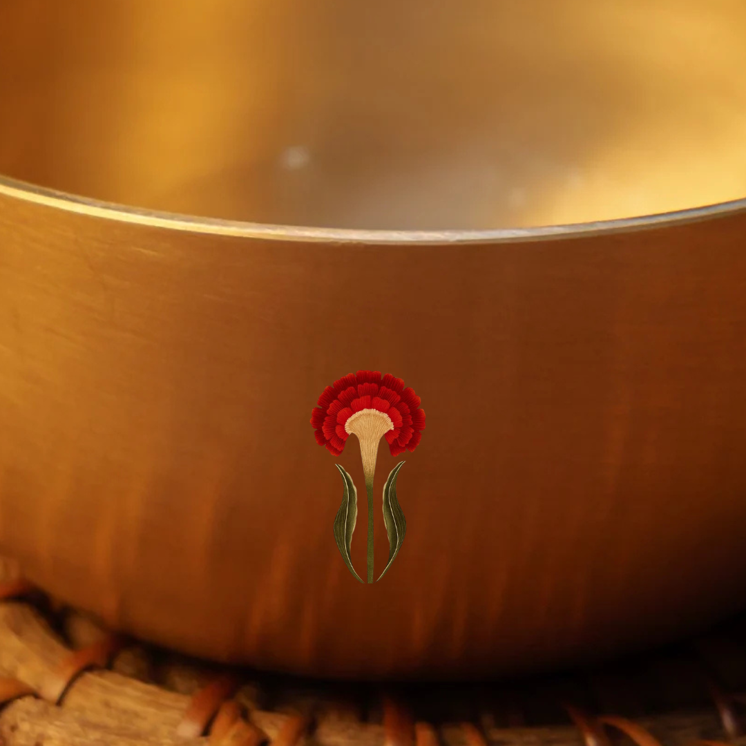 AMBI Pure 100% Lead Free Kansa Floral Hand Painted Finish Small Katori / Bowl - 3.5 inches - 170 ML
